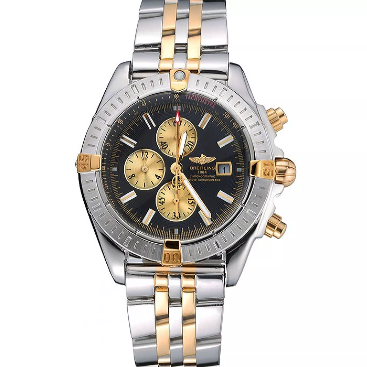 Breitling Chronomat Black Dial Stainless Steel And Gold Bracelet 622429 0124