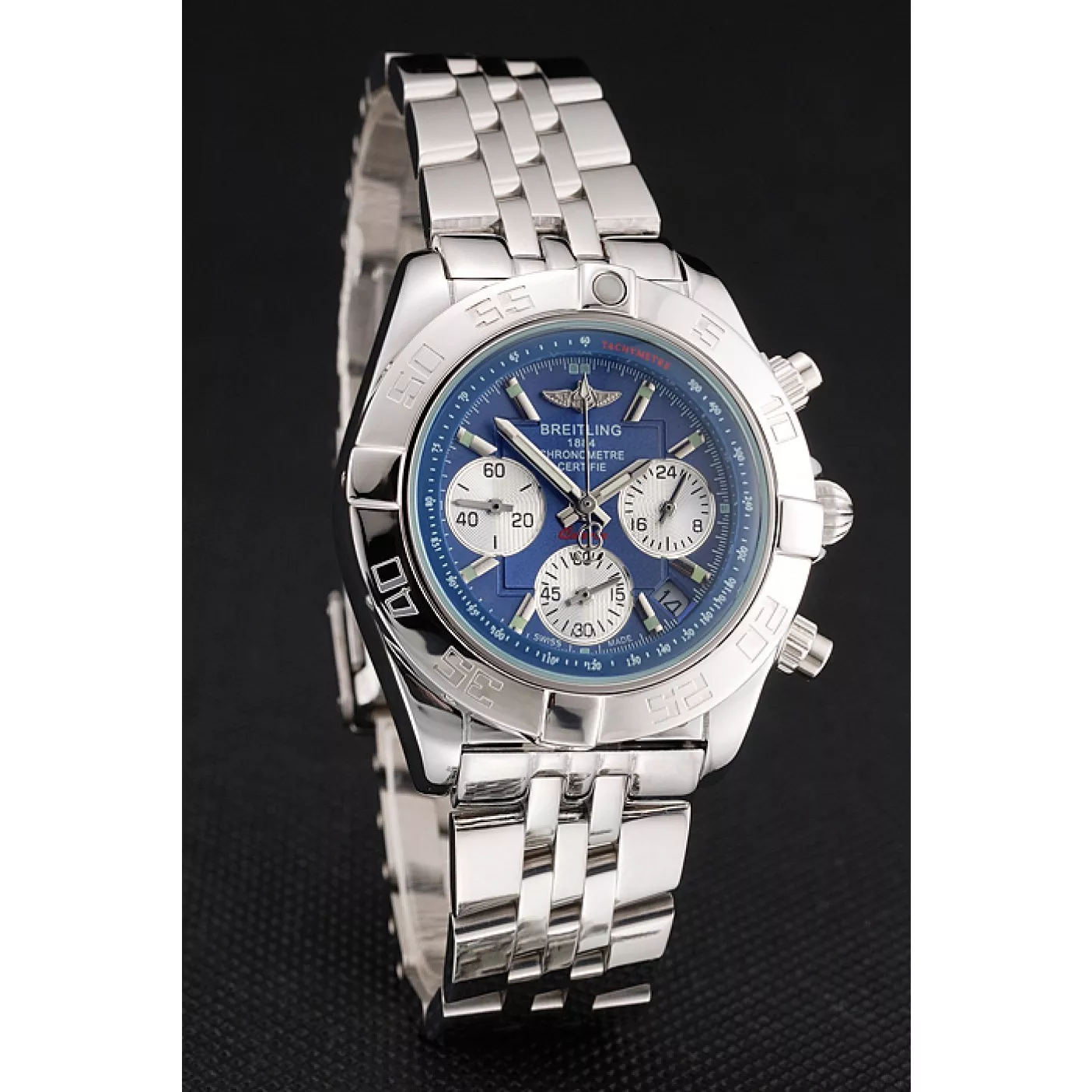 Aaa replica Breitling Chronomat Quartz Blue Dial Stainless Steel Case And Bracelet 0124