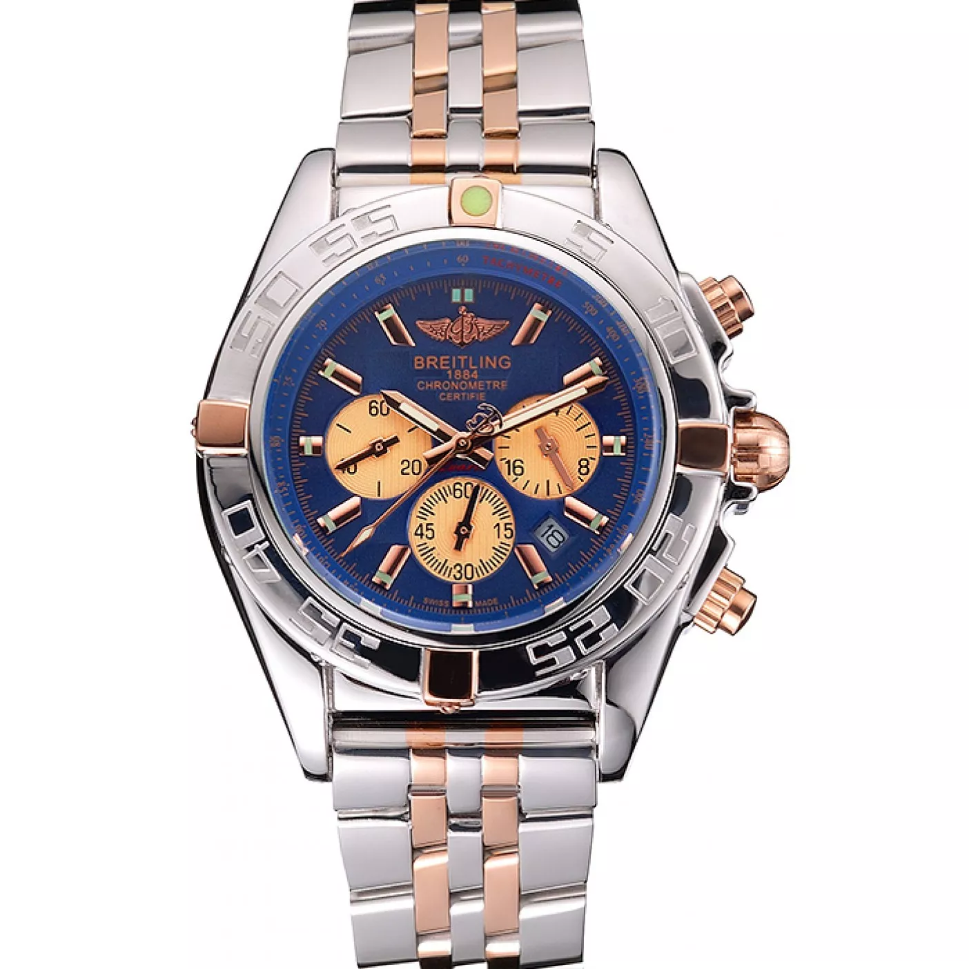 Breitling Chronomat 44 Blue Dial with White Subdials 2 Tone Stainless Steel Bracelet 622510 0122