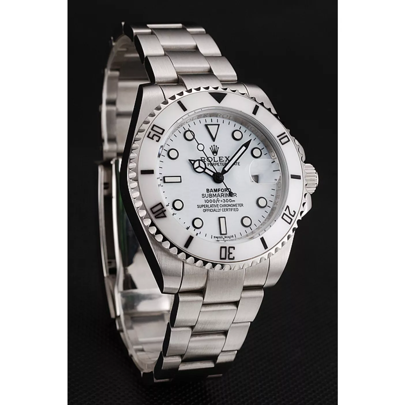 Aaa replica watch Rolex Submariner Bamford White Dial Stainless Steel Bracelet 1453863 0128