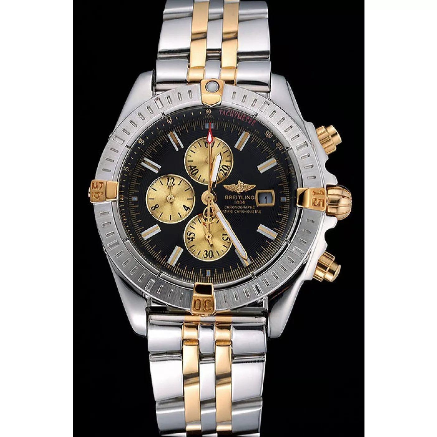 Aaa replica watch Breitling Chronomat Black Dial Stainless Steel And Gold Bracelet 622429 0124