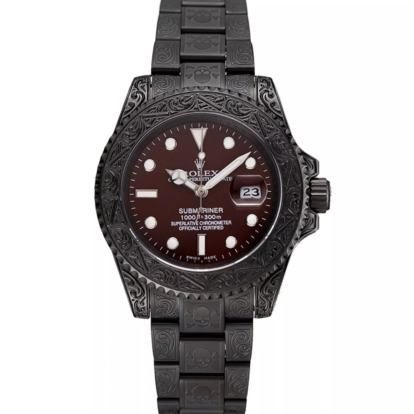 Rolex Submariner Skull Limited Edition Brown Dial All Black Case And Bracelet 1454075 0119