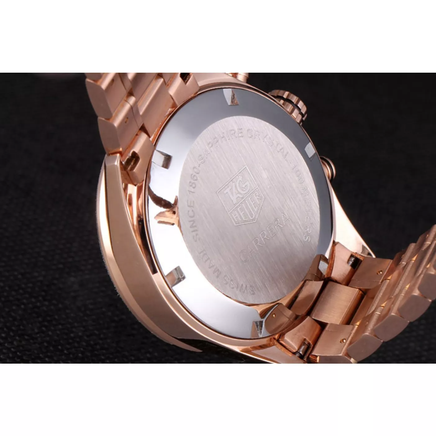 Aaa replica Tag Heuer Carrera Rose Gold Bracelet White Dial 801442 0123