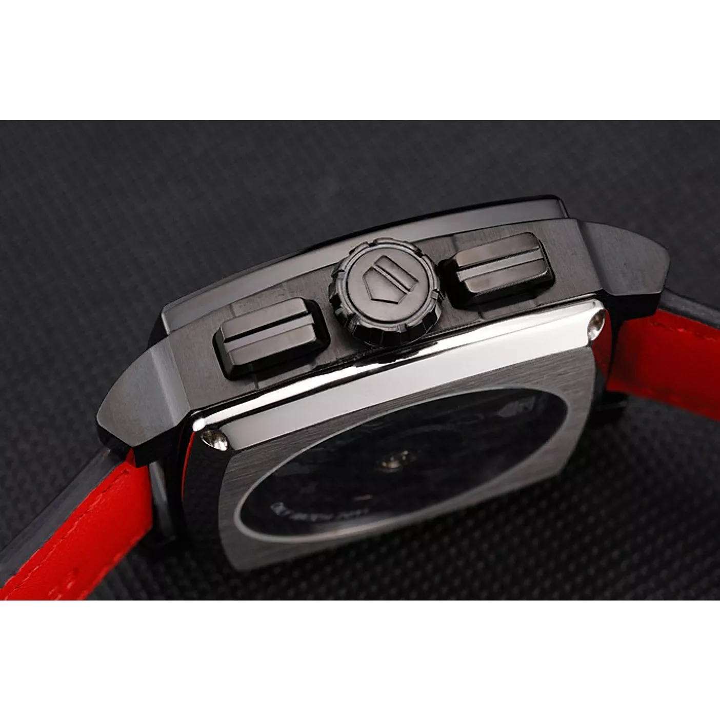 Aaa replica Tag Heuer Monaco Black-Red Perforated Leather Strap White Dial 80307 0123