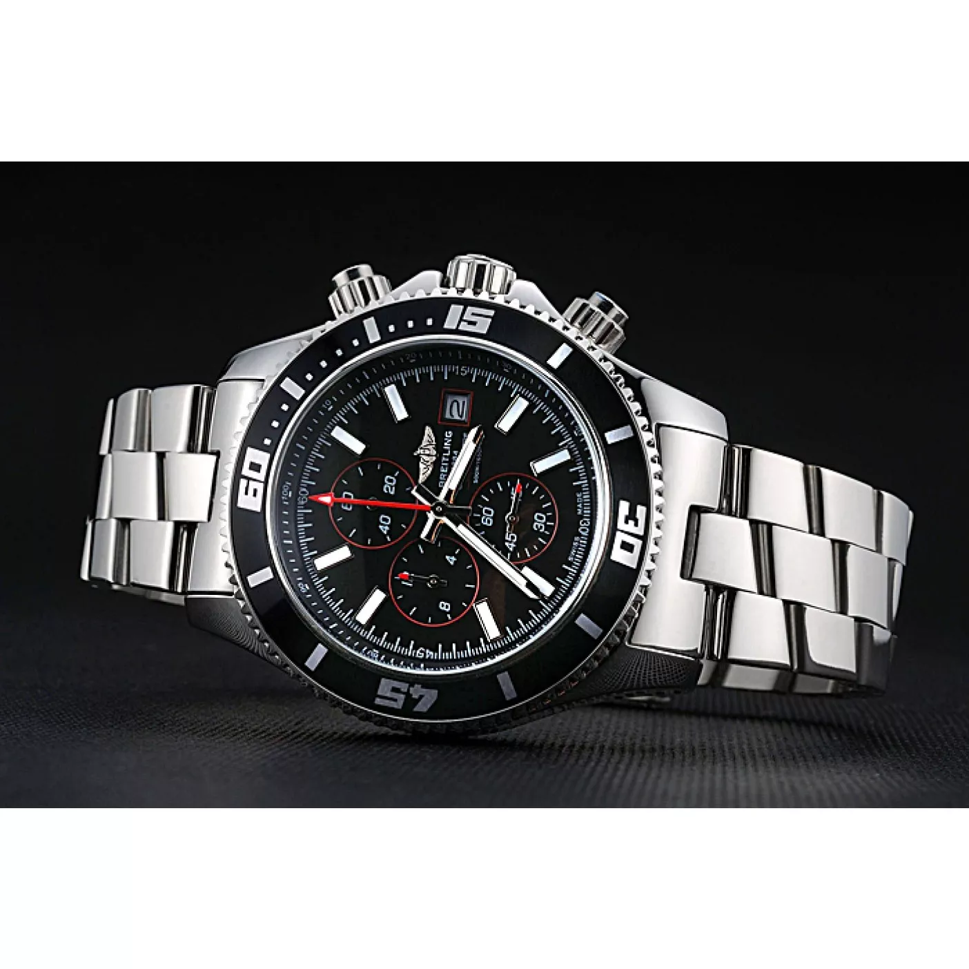 Aaa fake watches Breitling Superocean Chronograph II Black Dial Stainless Steel Bracelet 622428 0122