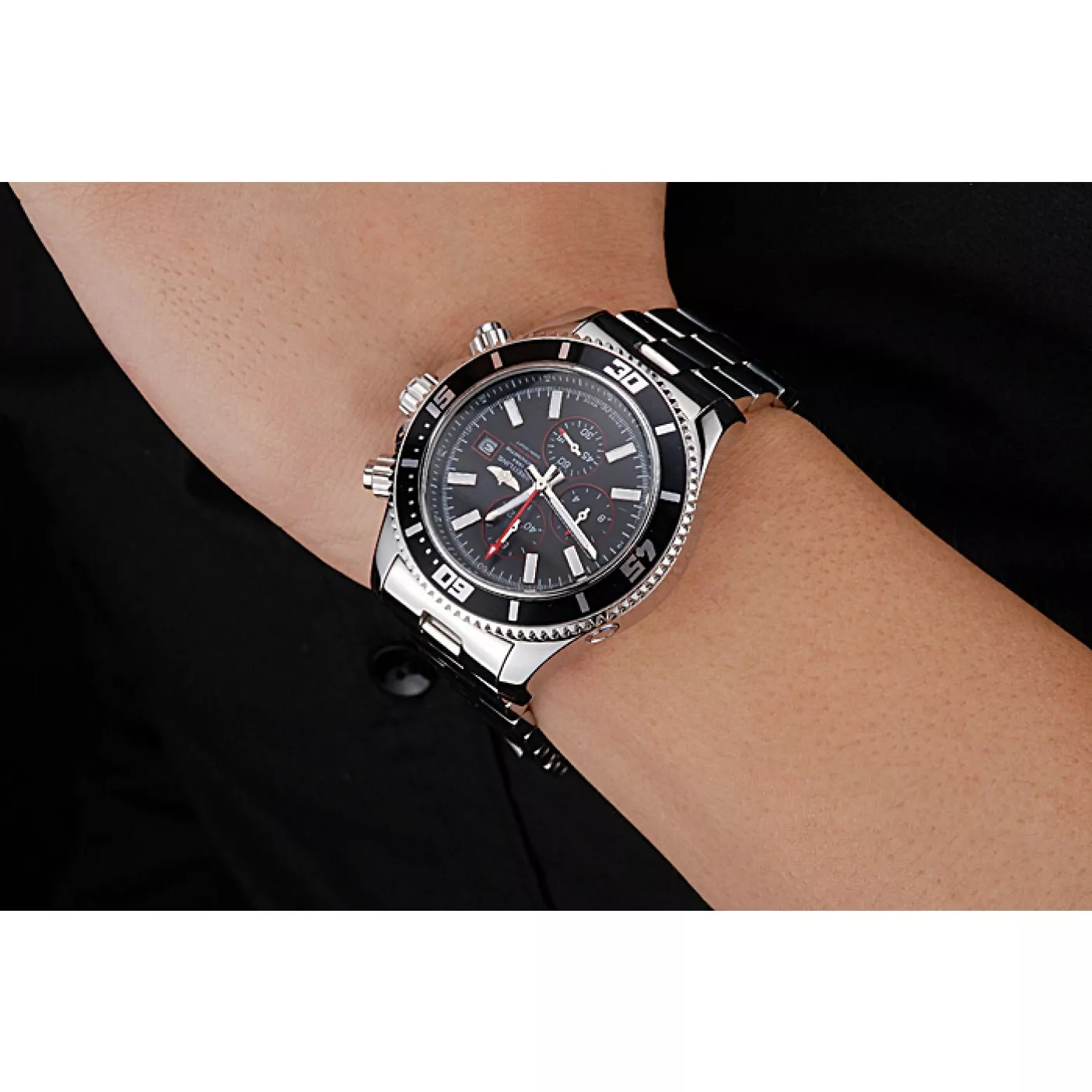 Aaa fake watches Breitling Superocean Chronograph II Black Dial Stainless Steel Bracelet 622428 0122