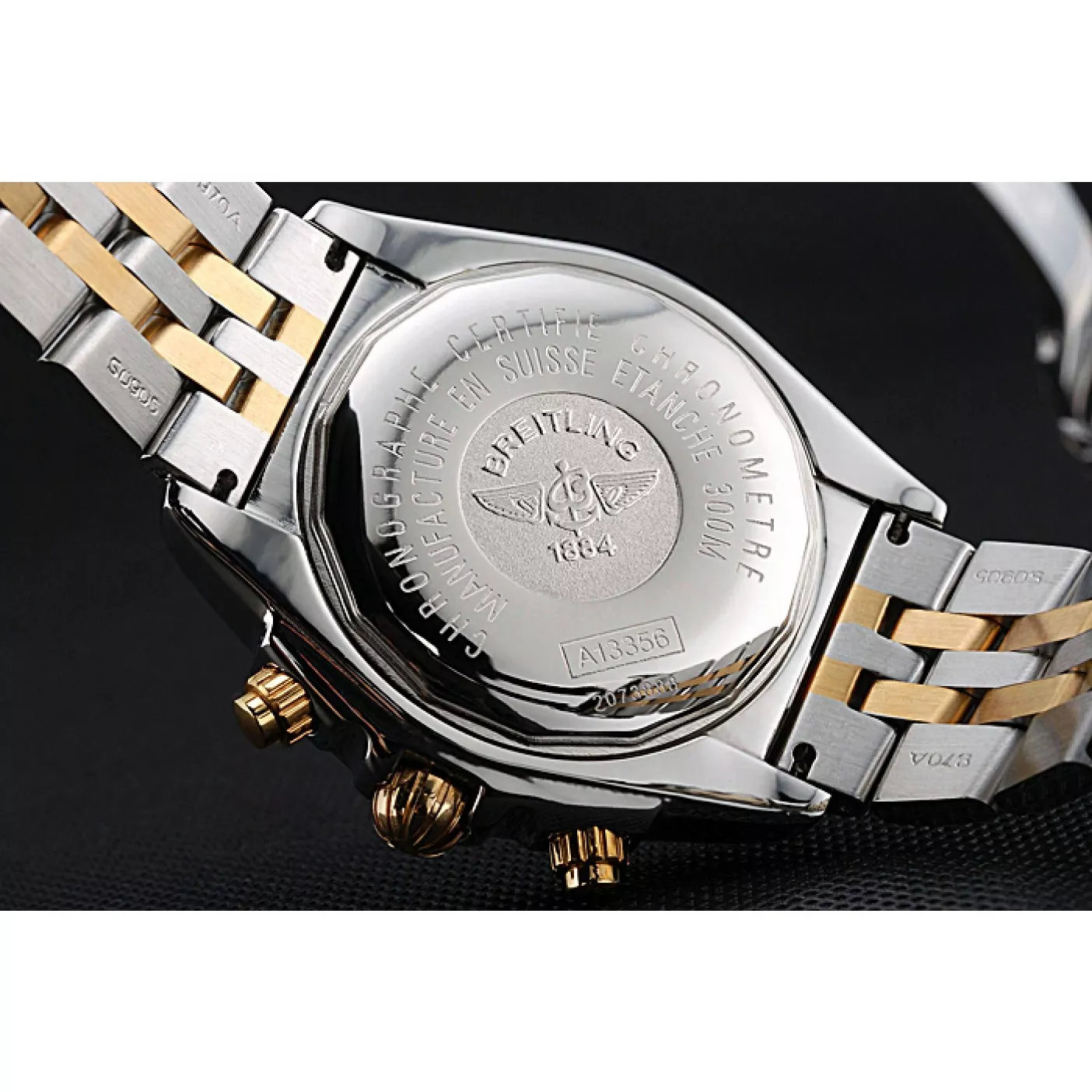 Aaa replica watch Breitling Chronomat Black Dial Stainless Steel And Gold Bracelet 622429 0124