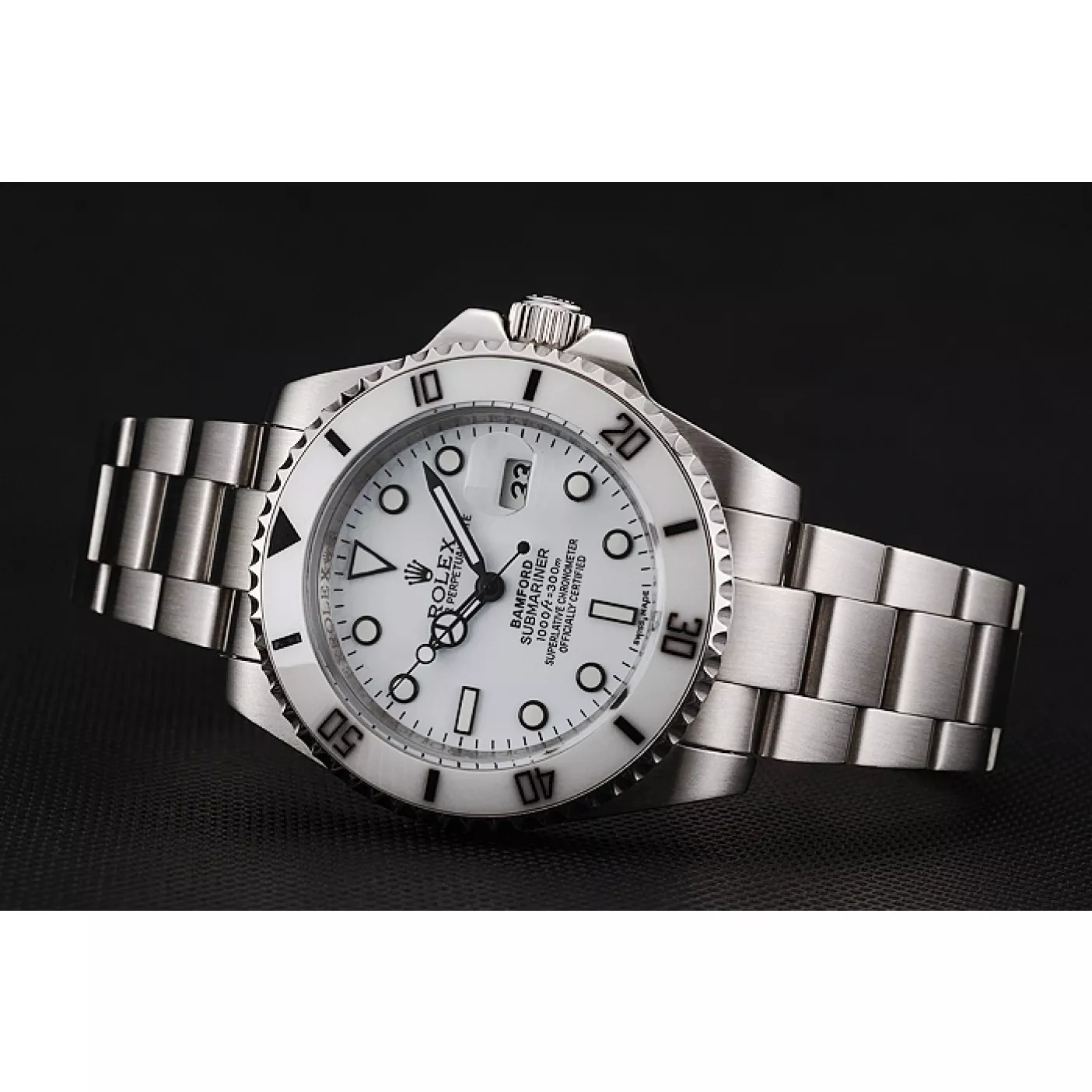 Aaa replica watch Rolex Submariner Bamford White Dial Stainless Steel Bracelet 1453863 0128