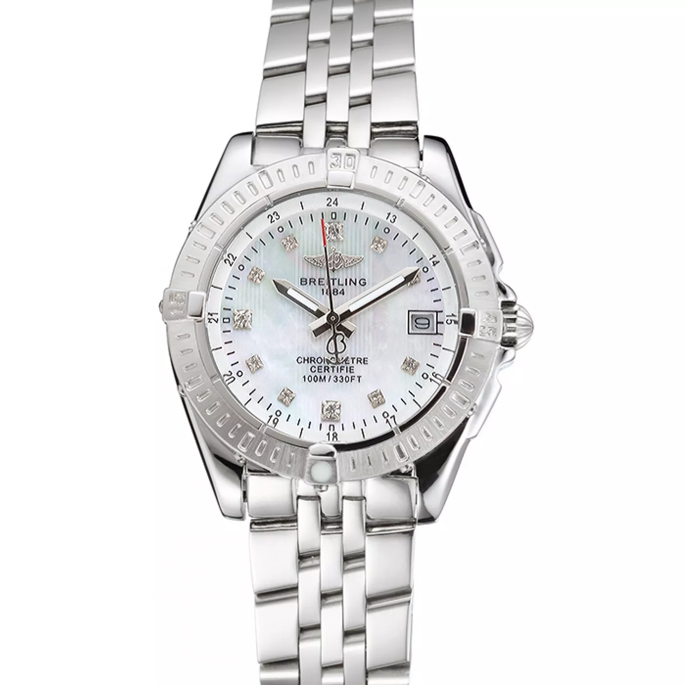 Breitling Colt Lady Pearl Dial Diamond Hour Marks Stainless Steel Case And Bracelet 0122