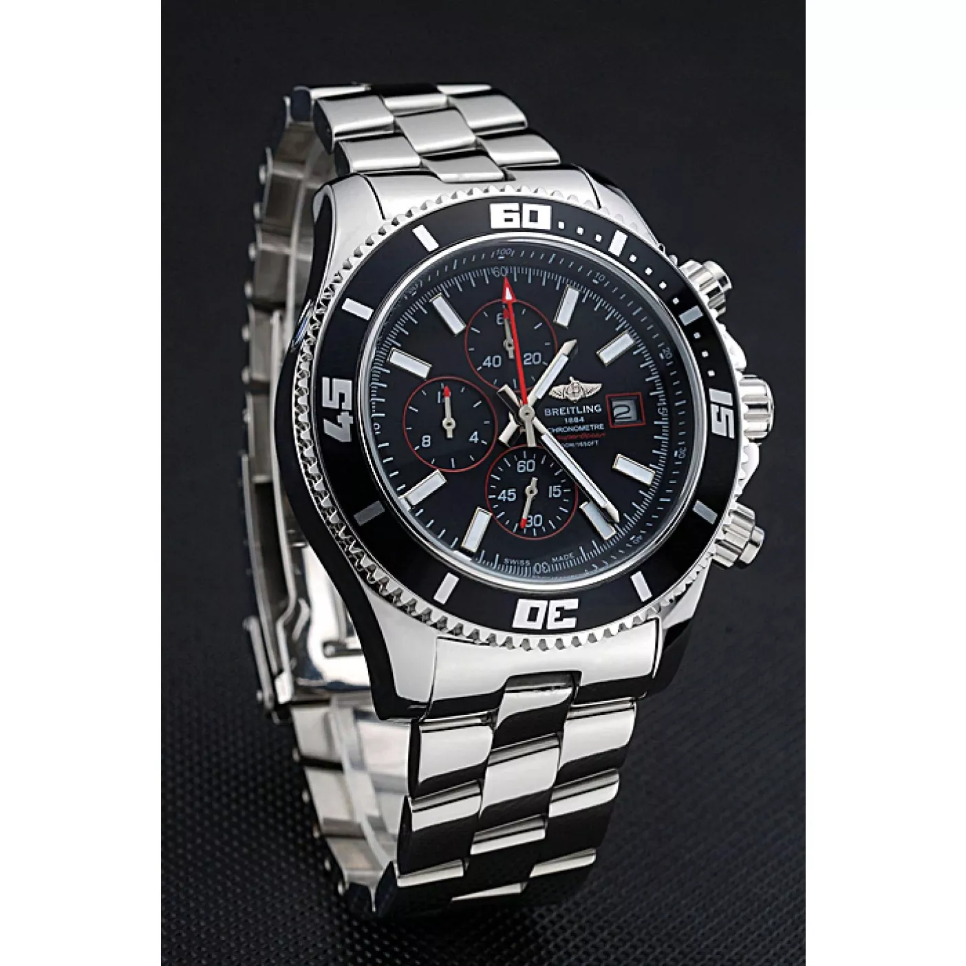 Aaa fake watches Breitling Superocean Chronograph II Black Dial Stainless Steel Bracelet 622428 0122