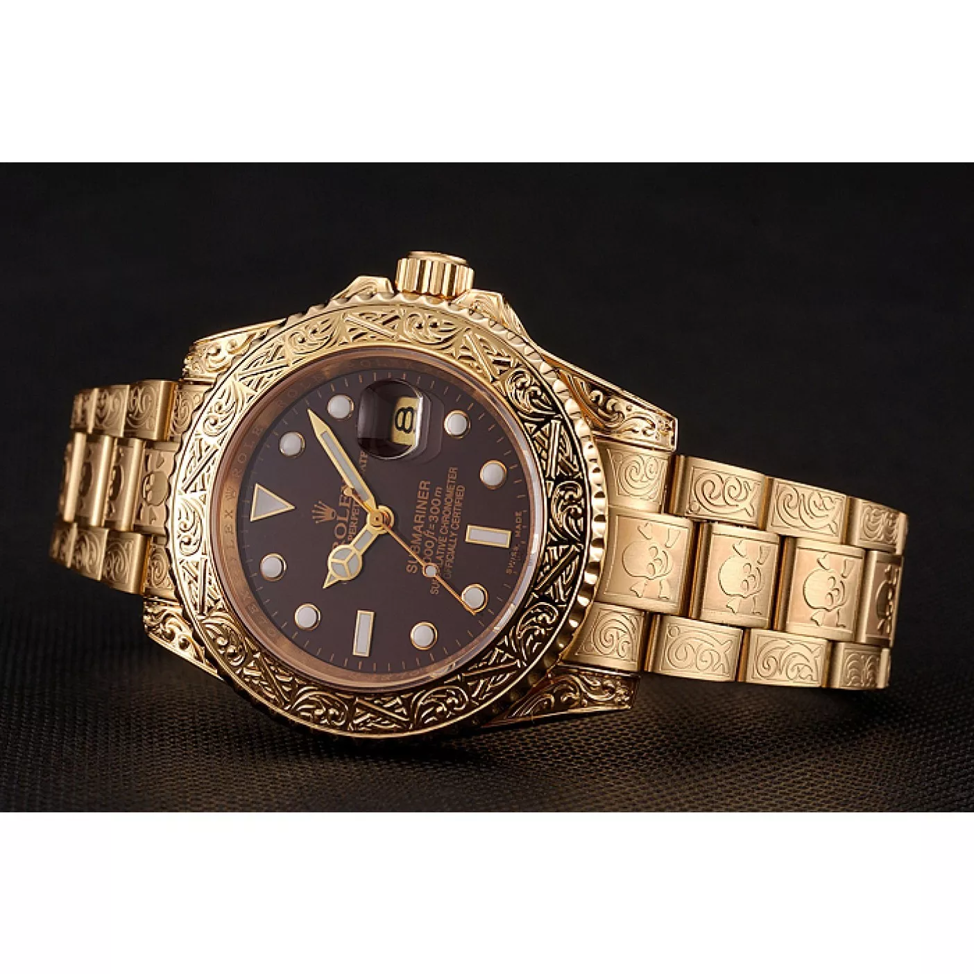 Aaa fake watches Rolex Submariner Skull Limited Edition Brown Dial Gold Case And Bracelet 1454070 0129