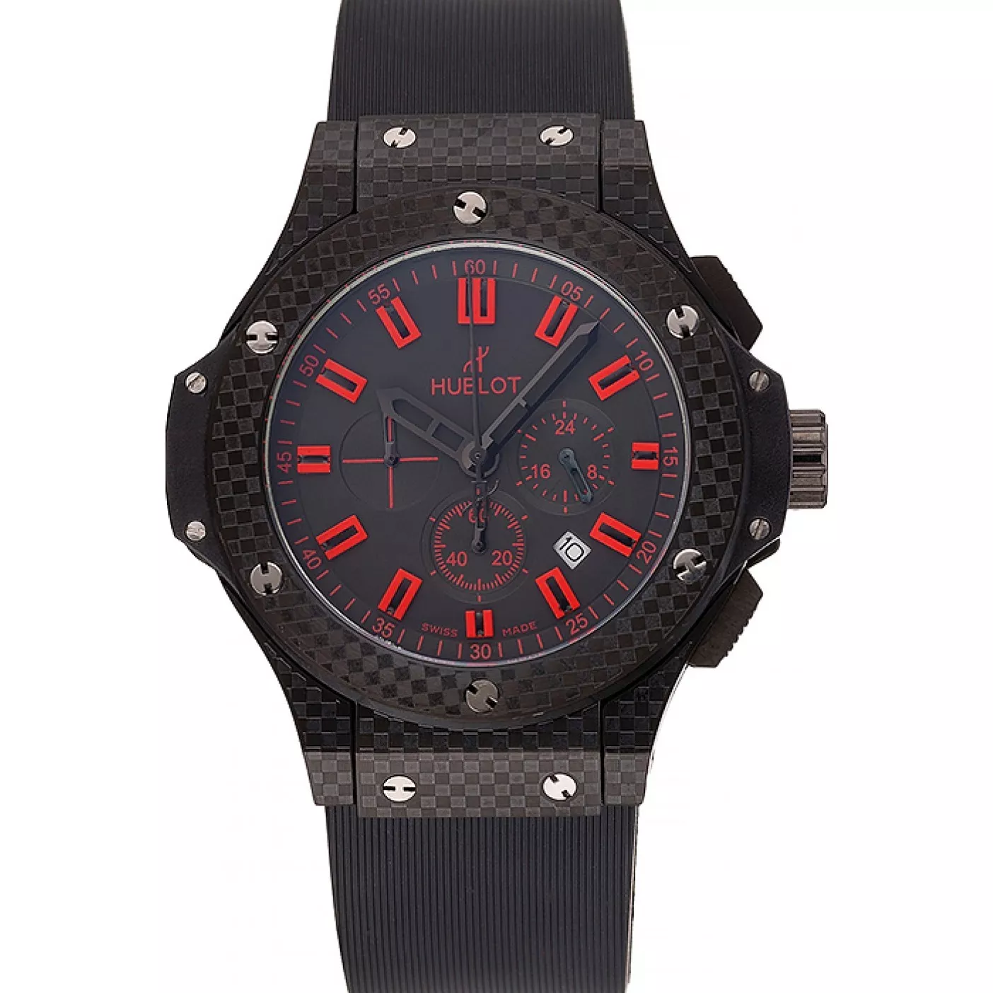 Hublot Big Bang Carbon Dial With Red Markings Carbon Case And Bezel Black Rubber Strap 622775 0130