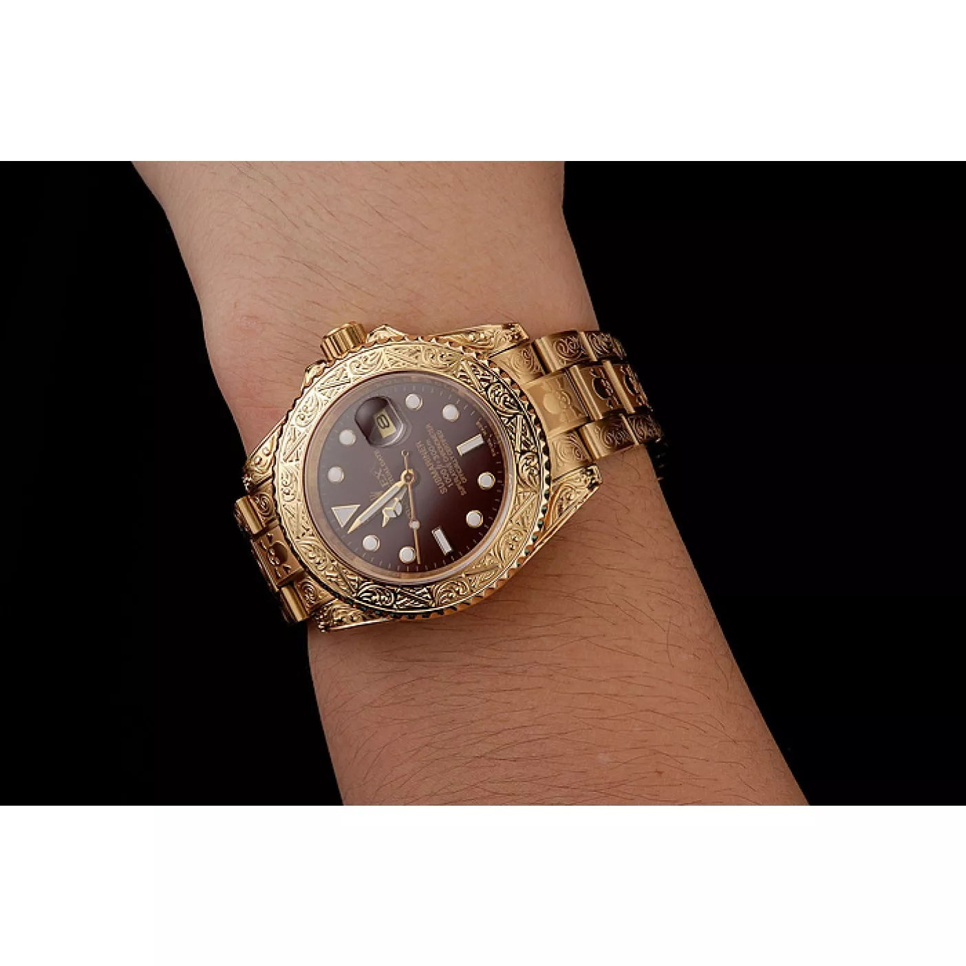 Aaa fake watches Rolex Submariner Skull Limited Edition Brown Dial Gold Case And Bracelet 1454070 0129