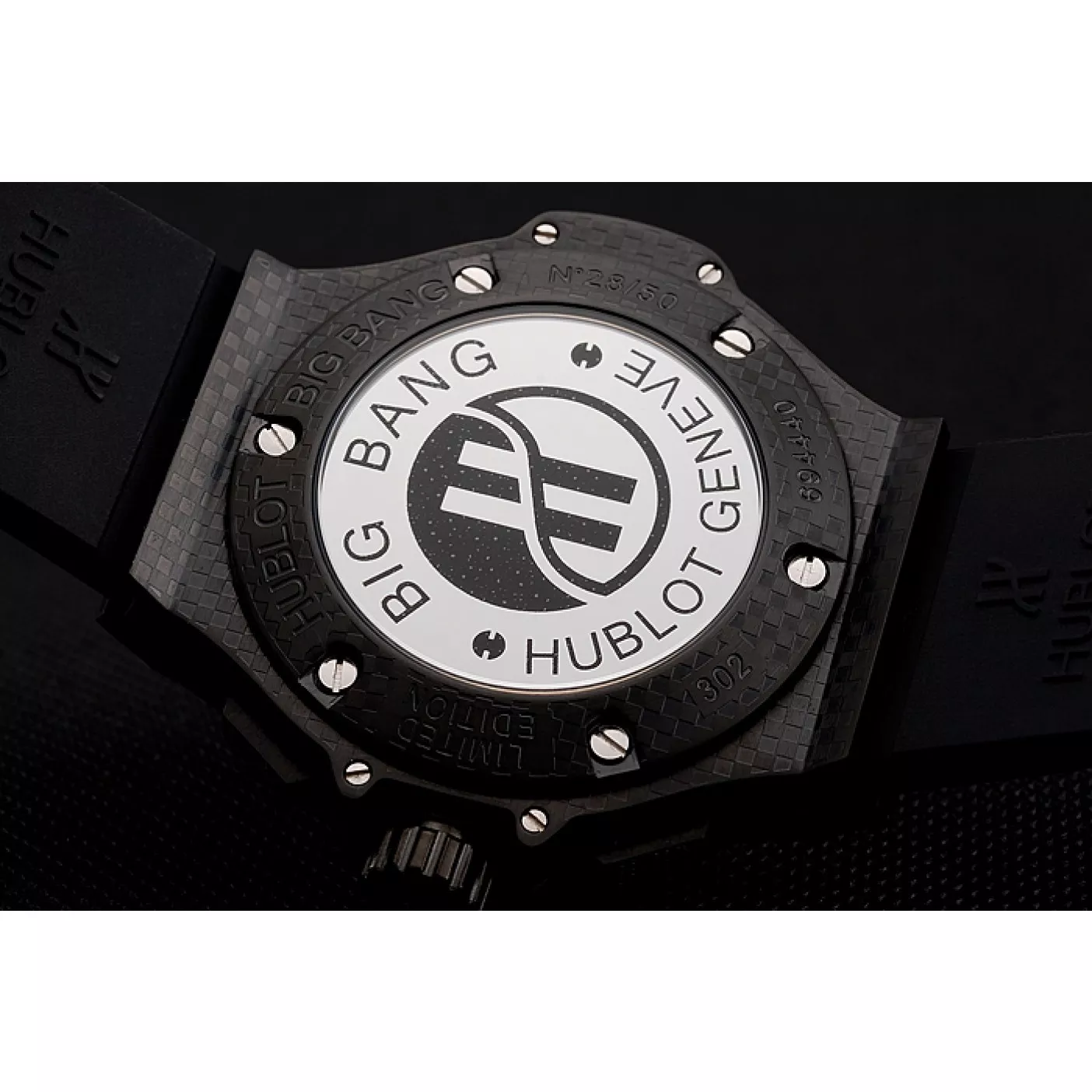 Aaa replica watch Hublot Big Bang Carbon Dial With Red Markings Carbon Case And Bezel Black Rubber Strap 622775 0130