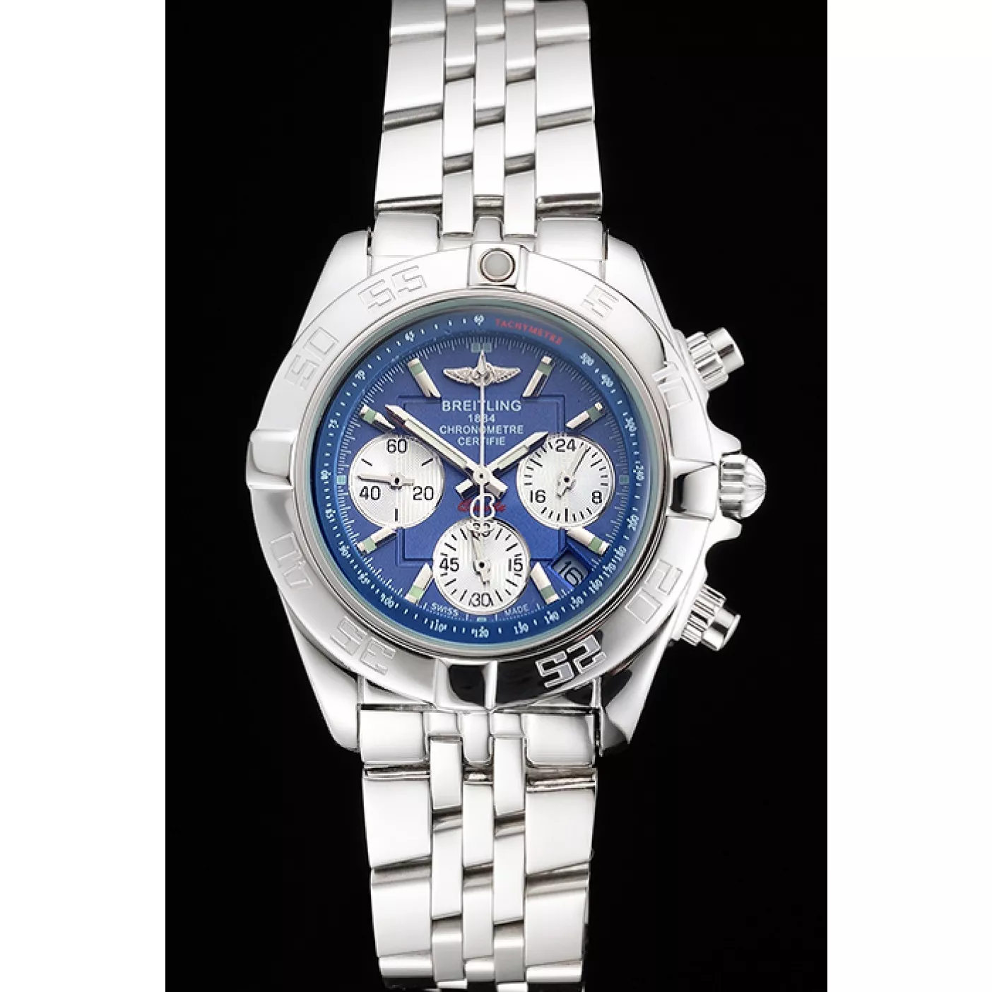 Aaa replica Breitling Chronomat Quartz Blue Dial Stainless Steel Case And Bracelet 0124