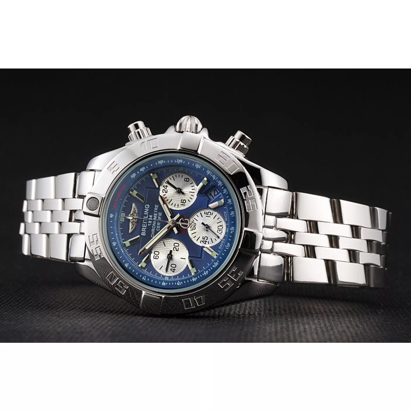 Aaa replica Breitling Chronomat Quartz Blue Dial Stainless Steel Case And Bracelet 0124