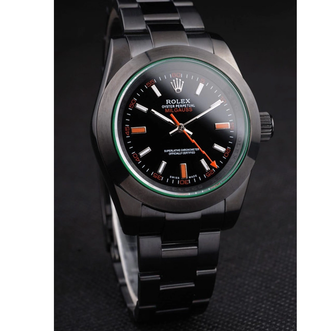 Aaa replica watch Saphire Milgauss Tinted Pro-Hunter Green Dial Black Rolex 0217