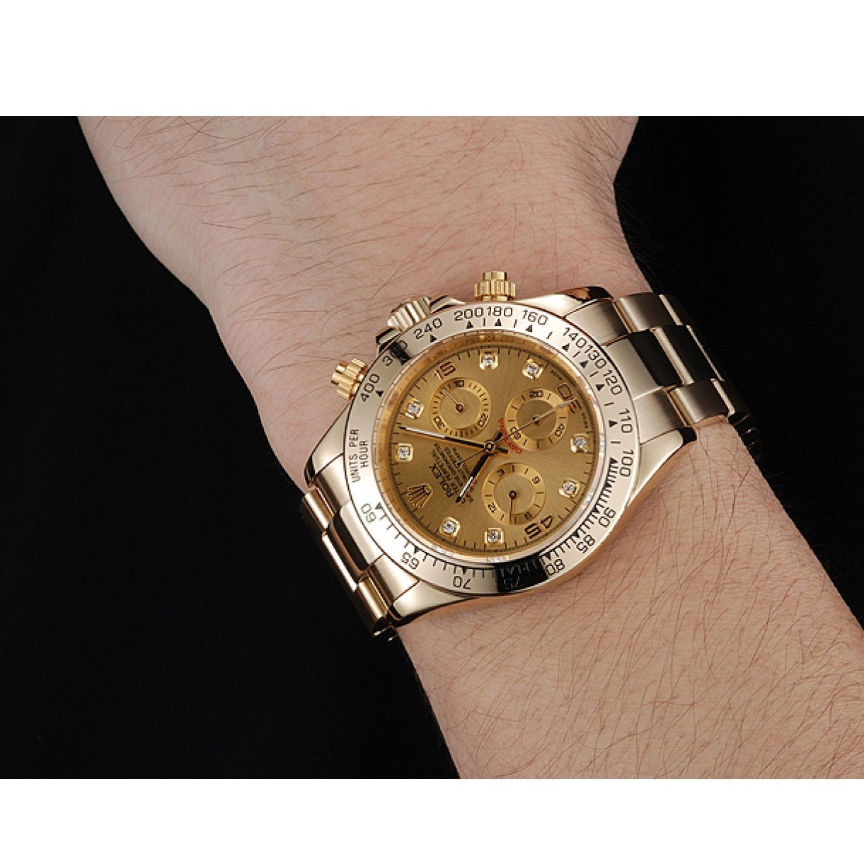 Aaa replica watch Case Numerals Gold Diamond And 1454245 Bracelet Cosmograph Dial Brown Daytona Rolex 0214