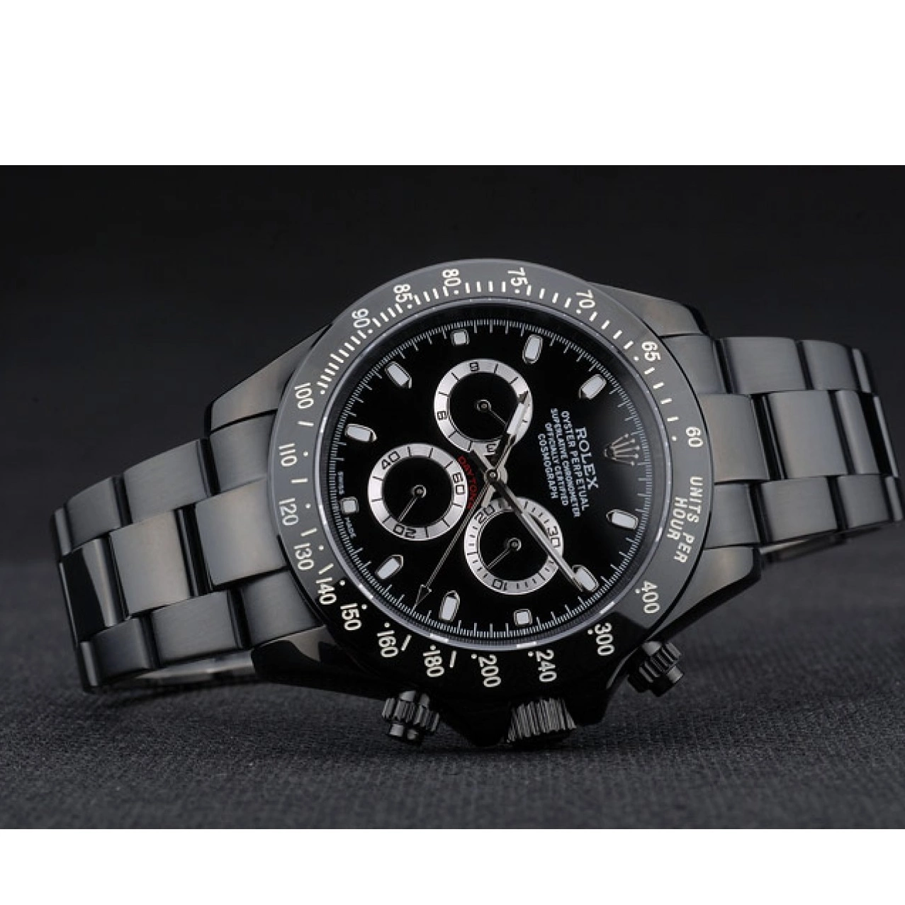 Aaa replica watch Tachymeter Ion 80247 Stainless Strap Black Dial Daytona Steel Black Black Plated Rolex 0209