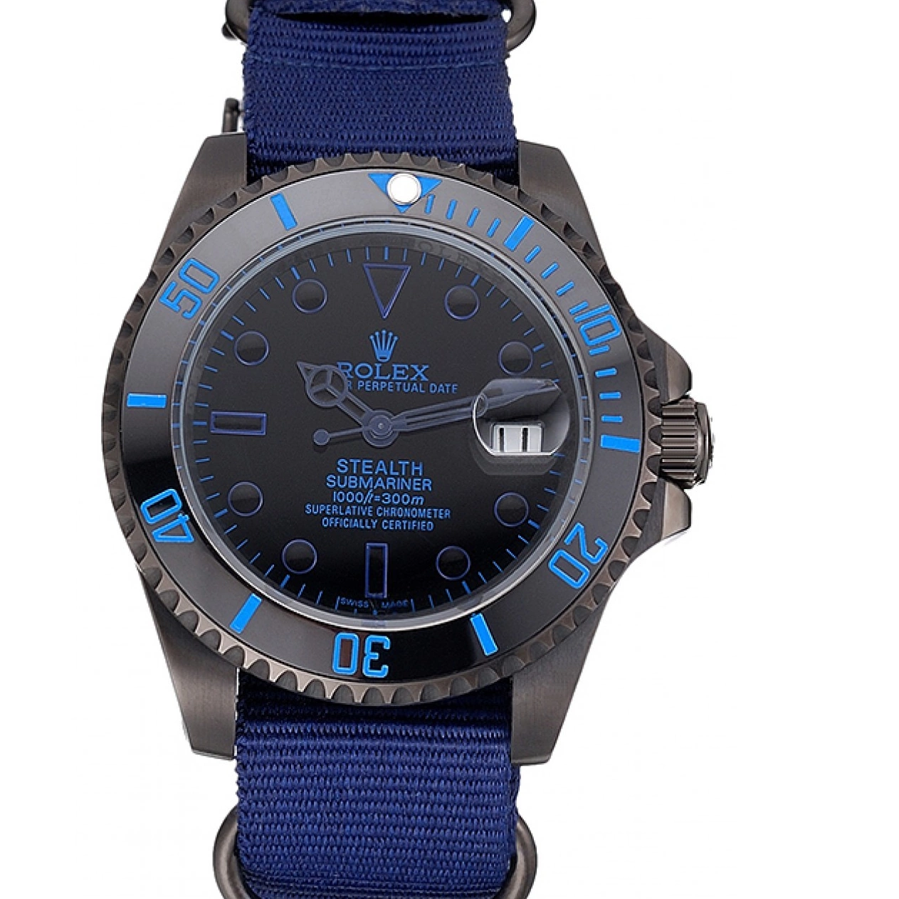 Aaa replica 622008 Rolex Nylon Strap Blue Submariner Stealth 0223