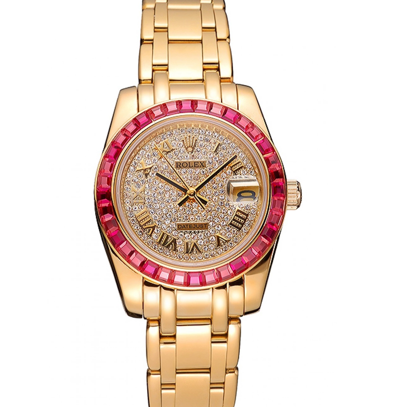 Aaa replica Datejust Pink Jewels Case Dial Bezel 622835 Gold Bracelet Diamond Rolex And 0223