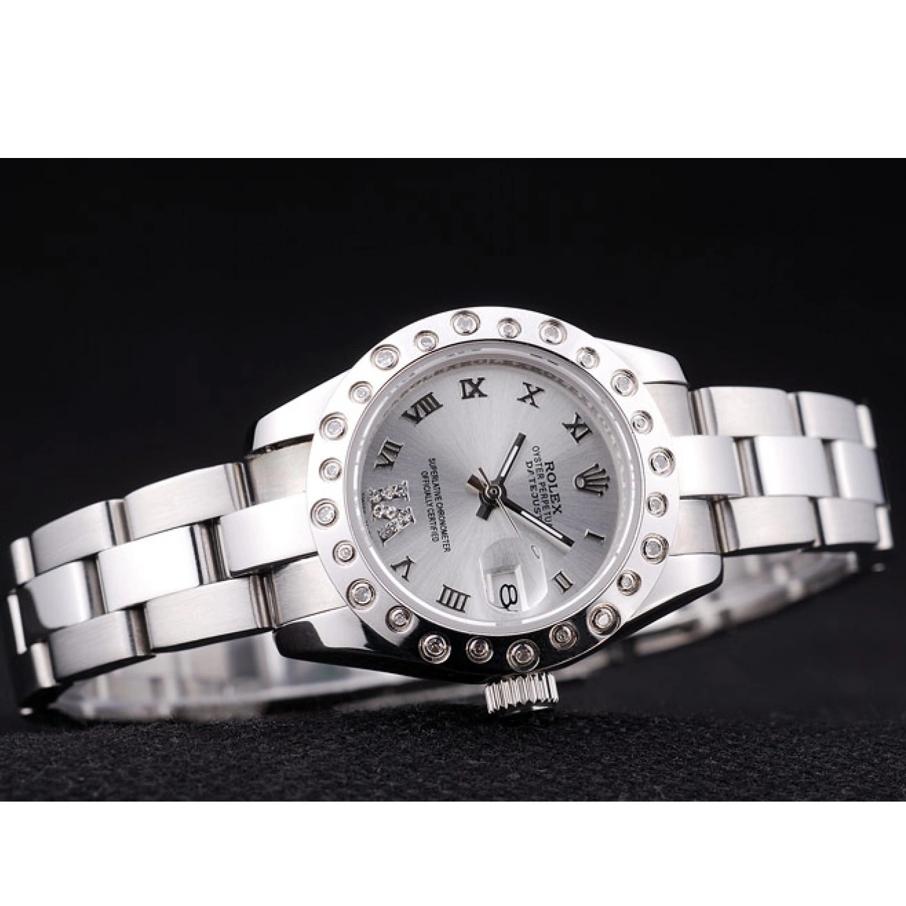 Aaa replica watch Datejust Polished 7474 Silver Silver Diamonds Dial Bezel Rolex 0220