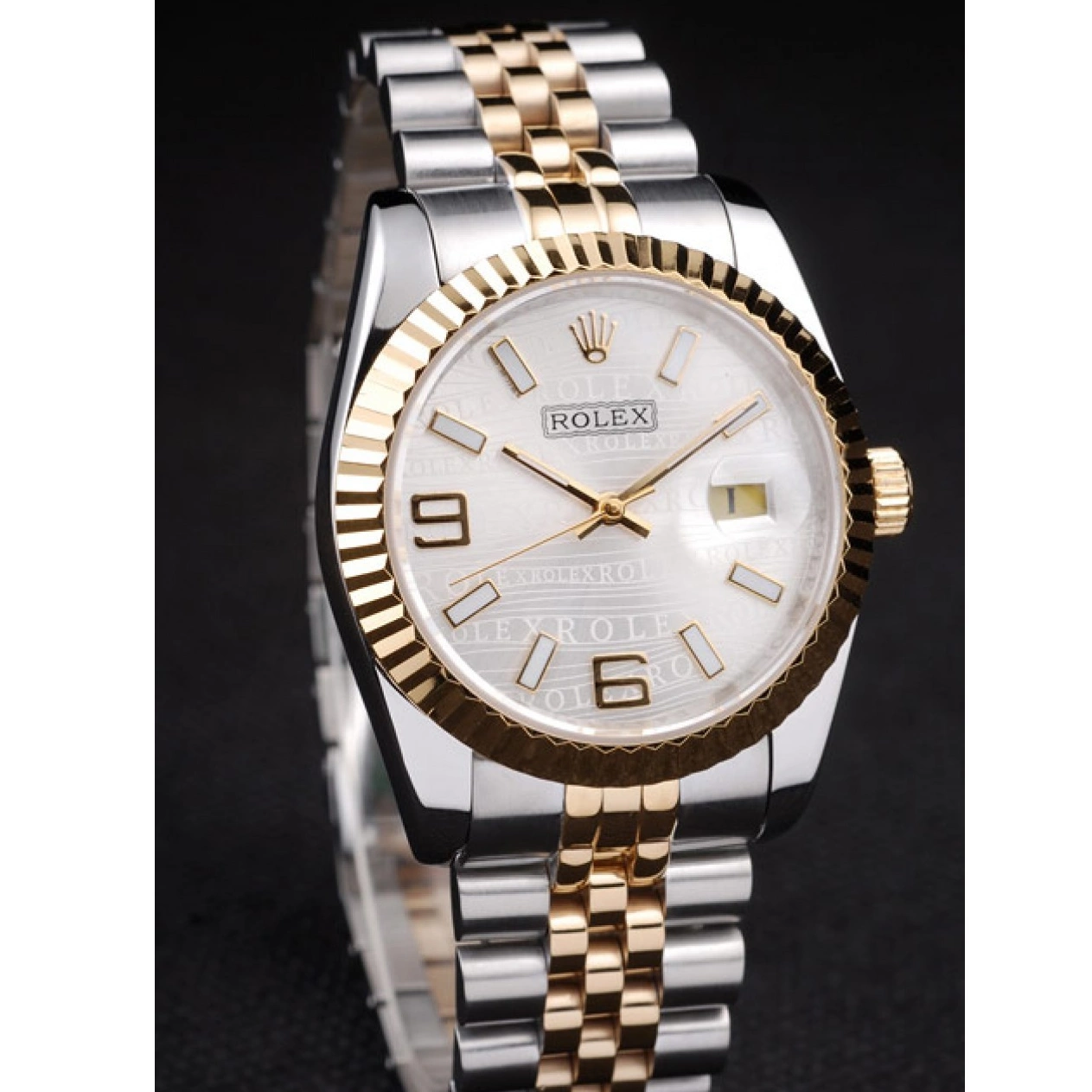 Aaa replica watch 98084 Two Gold Stainless Silver DateJust Plated Steel 18k Dial Rolex Tone 0220