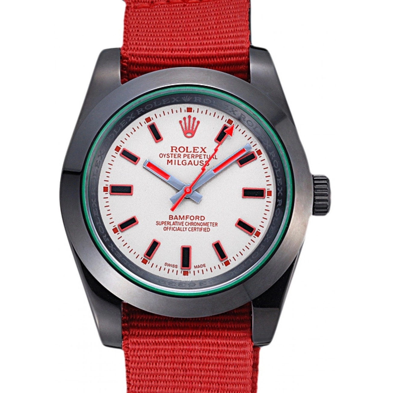 Aaa replica Rolex Nylon Strap Red Bamford 622002 Milgauss 0223