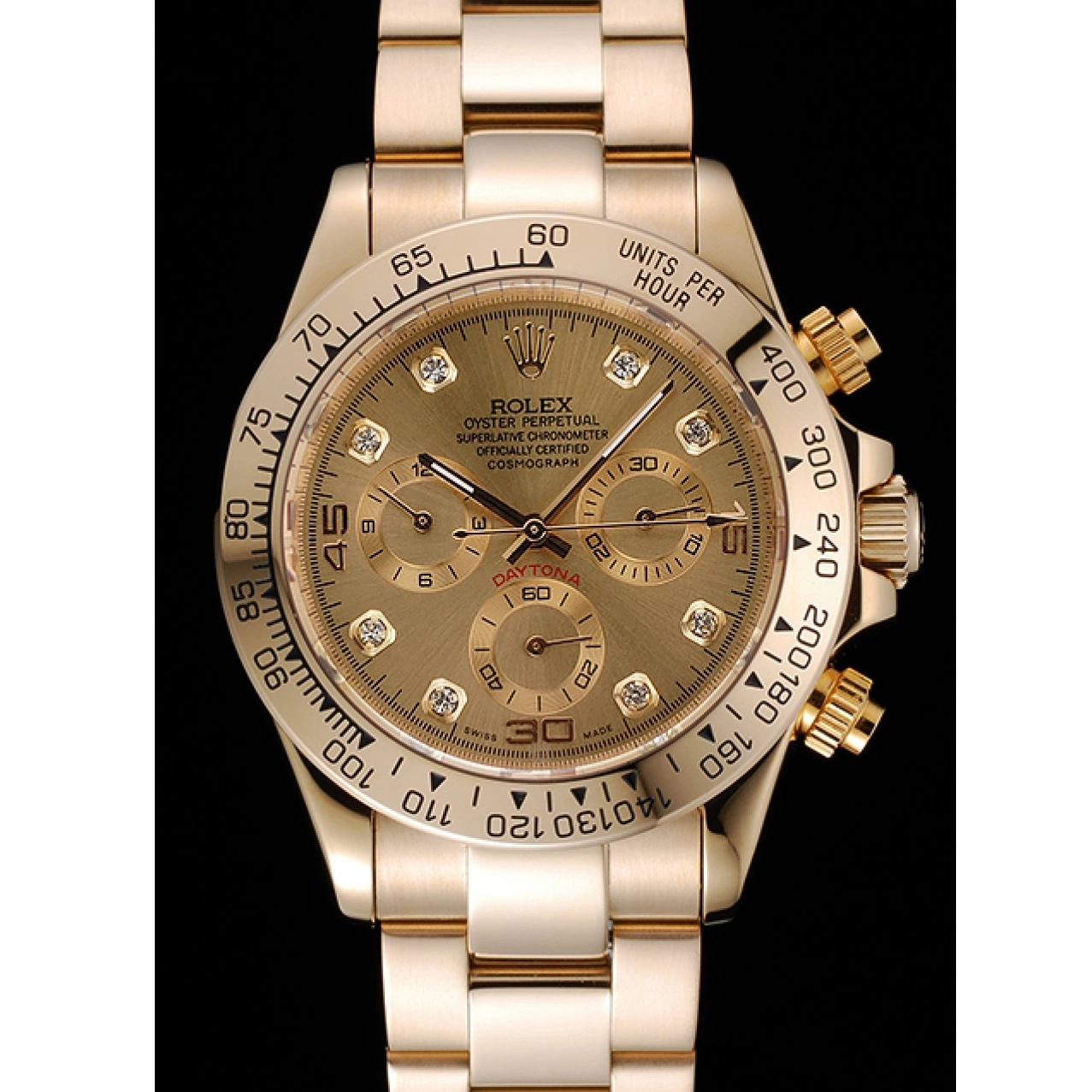 Aaa replica Dial Case Rolex Brown Diamond And 1454245 Gold Daytona Cosmograph Numerals Bracelet 0222