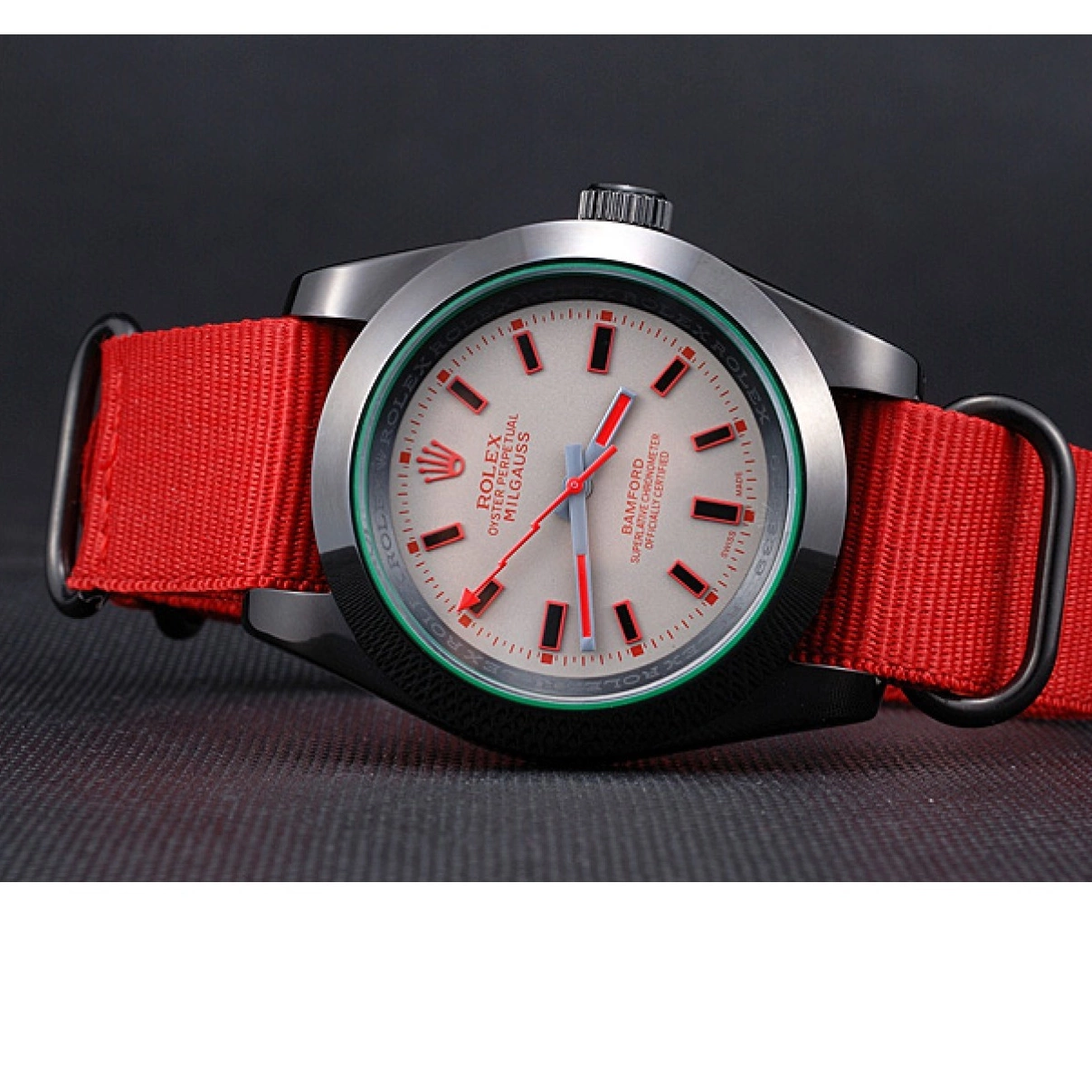 Aaa fake watches Bamford Nylon Strap Milgauss Rolex Red 622002 0226