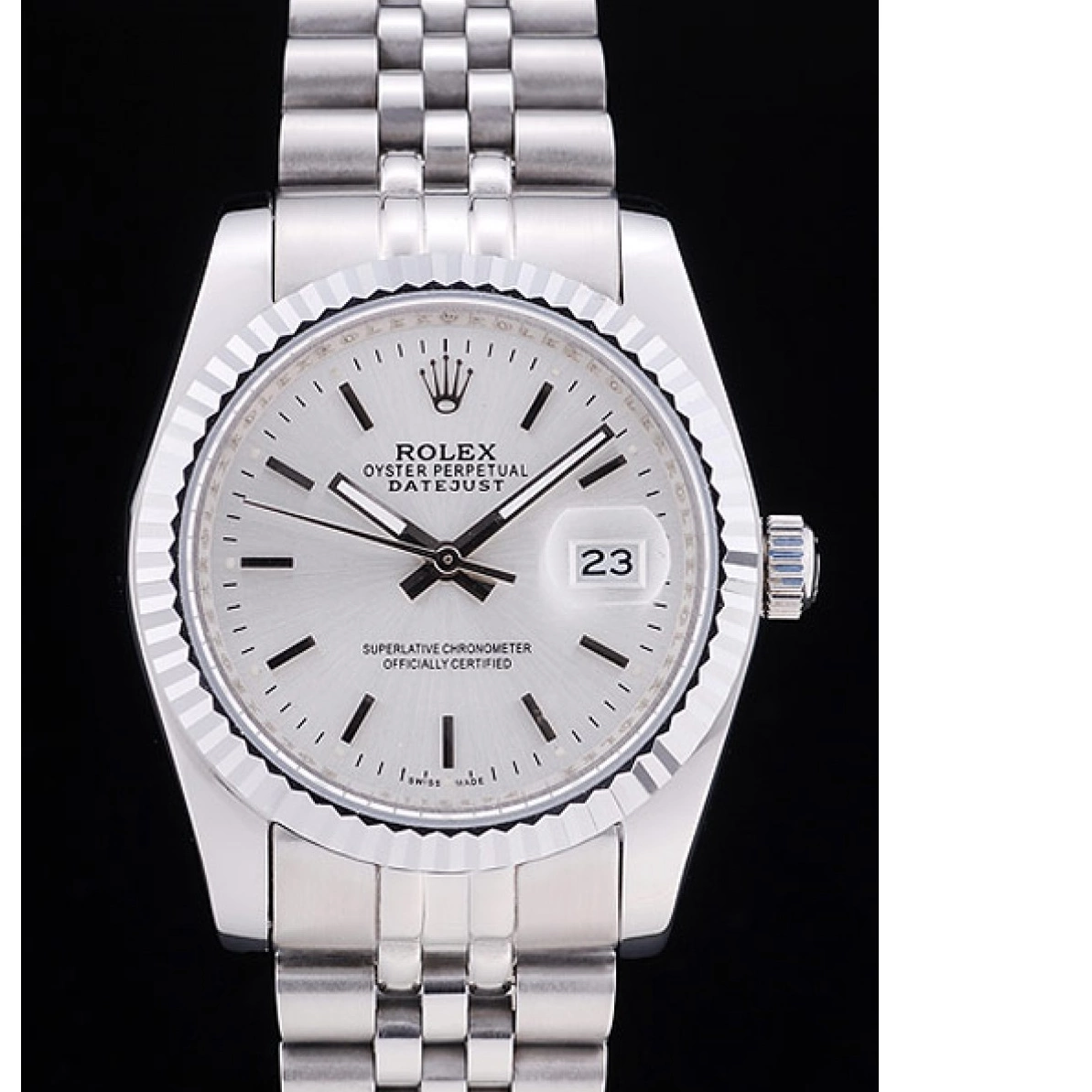 Aaa replica Ribbed 7457 Dial Datejust Bezel Silver Rolex 0221