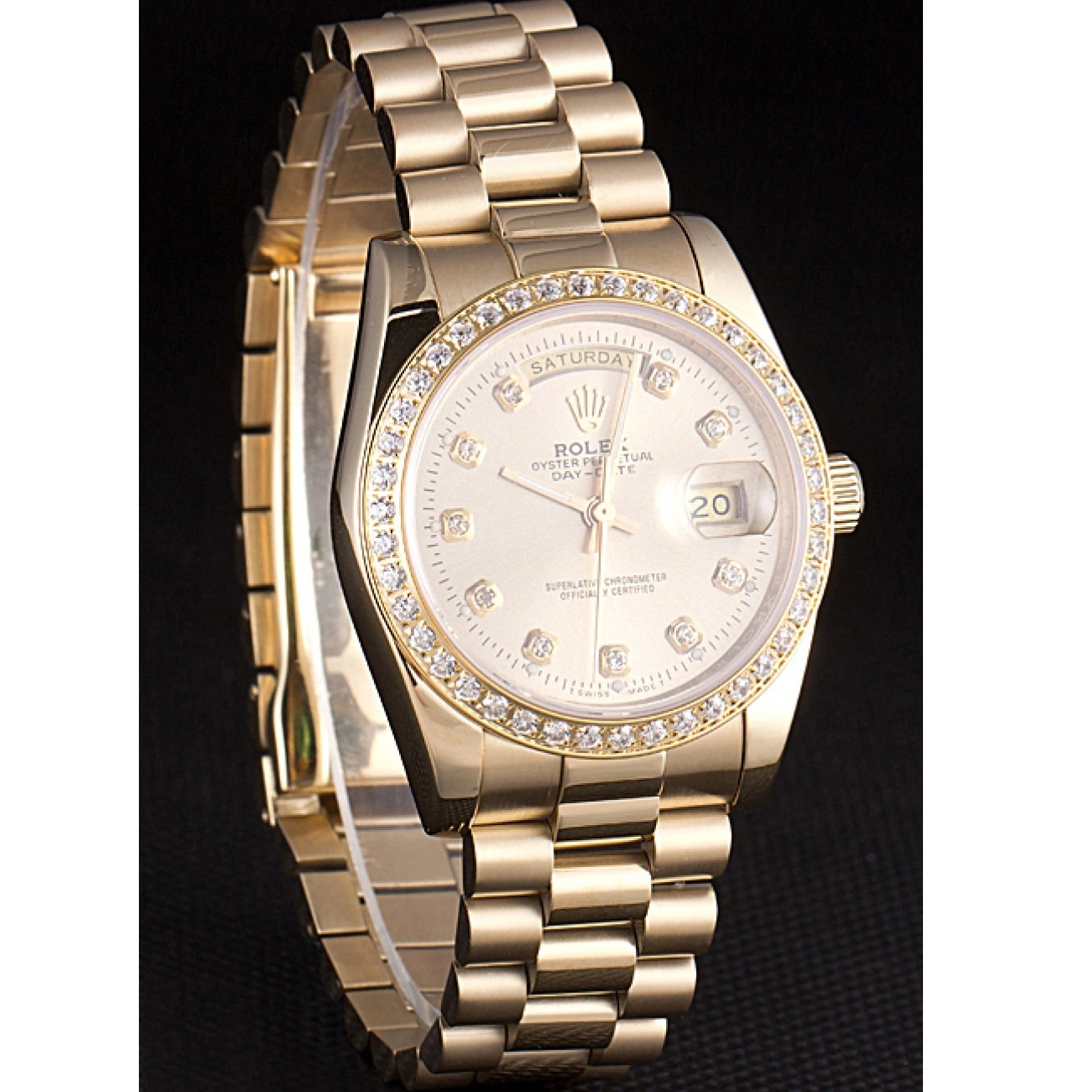 Aaa replica watch Stainless Gold Yellow Gold 18k Steel Dial Rolex Day-Date Plated 0213