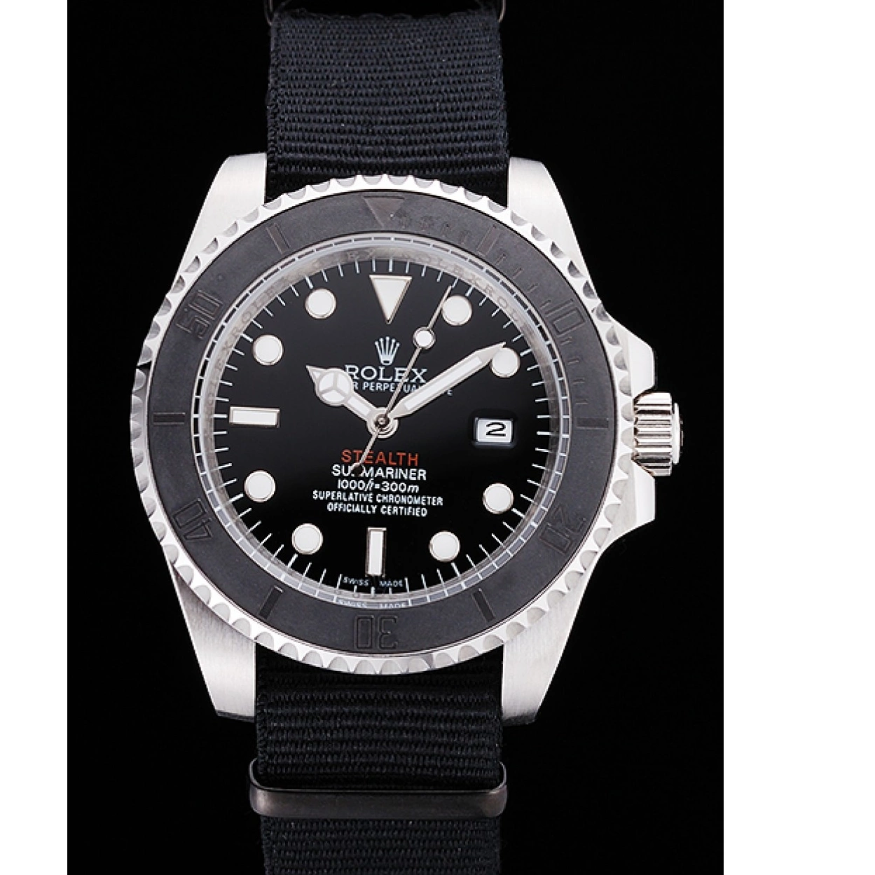 Aaa replica watch IV 621386 MK Fabric Submariner rl424 Rolex Black STEALTH Band 0220