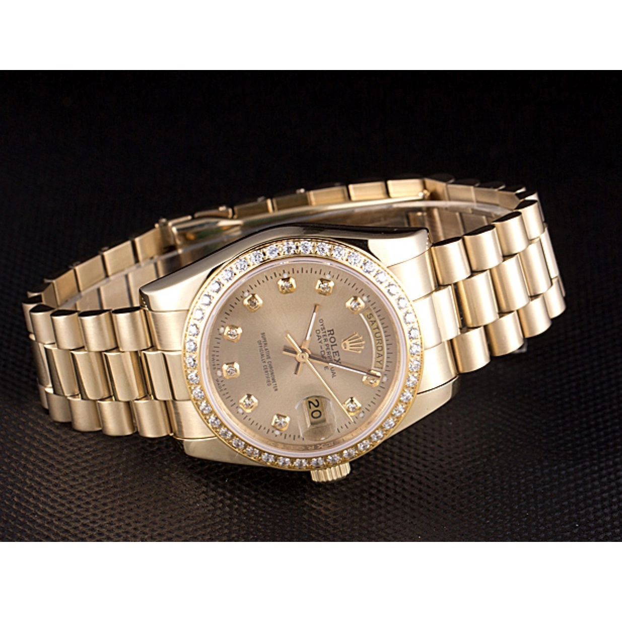 Aaa fake watches Steel Gold Plated Day-Date Rolex Yellow Stainless 18k Dial Gold 0210