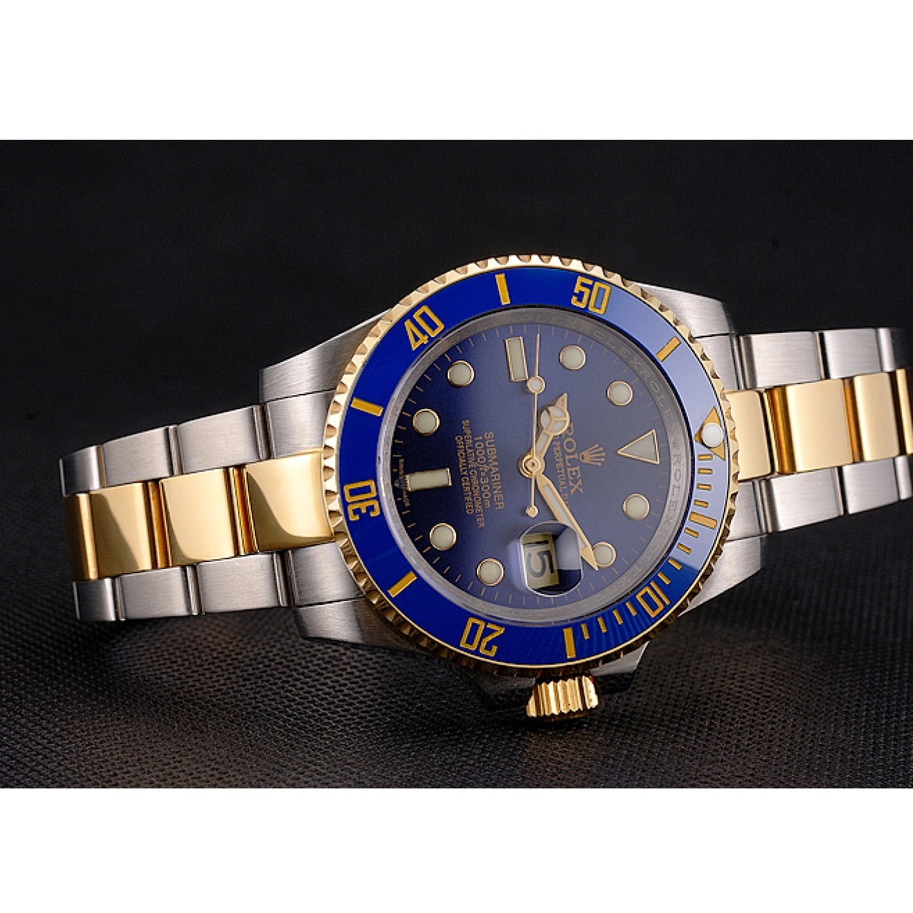 Aaa replica Blue Tone Bezel Two Submariner Bracelet Dial And Rolex Steel Gold Swiss 0225