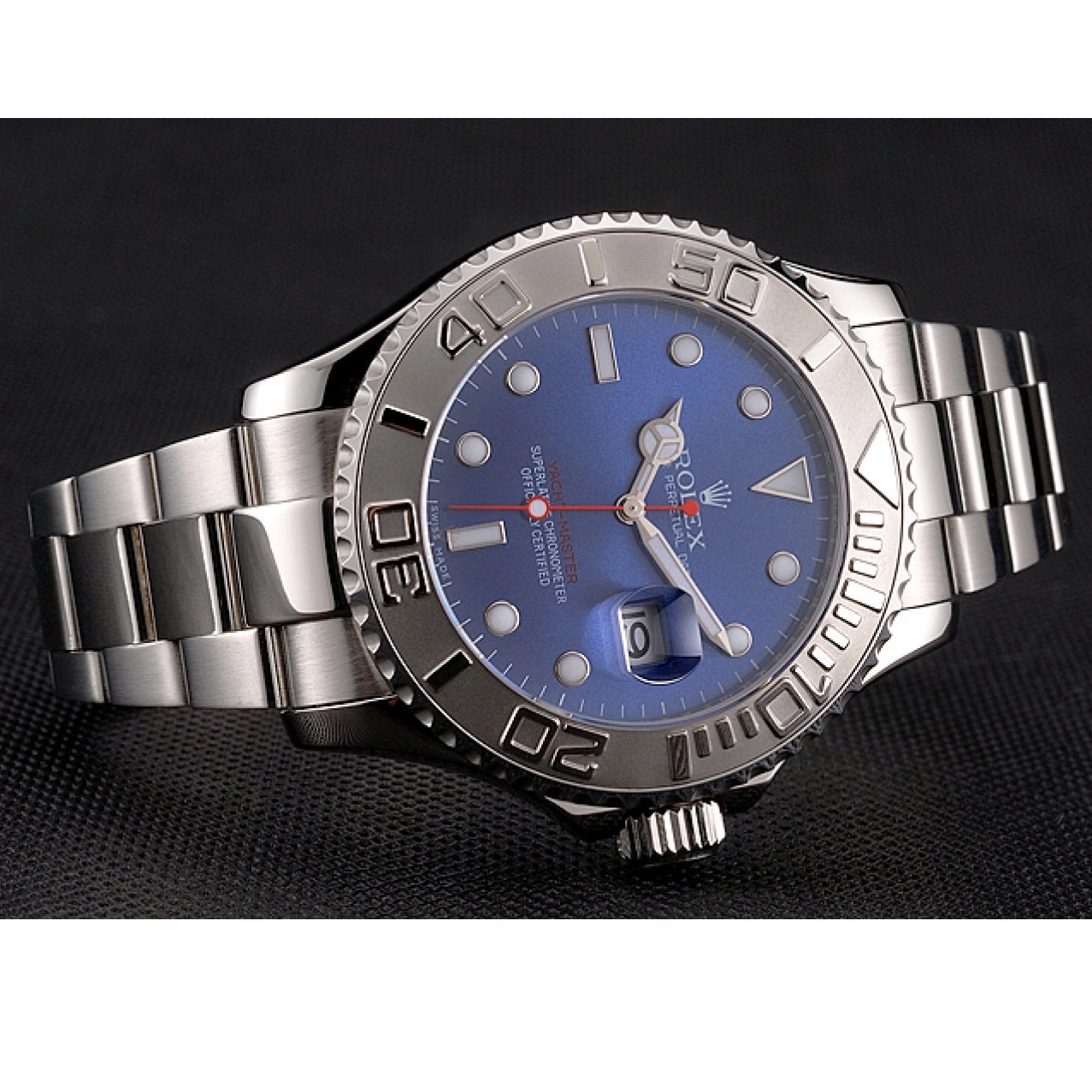 Aaa fake watches Yacht-Master Steel Blue Rolex Stainless And Bracelet Dial Case 0210