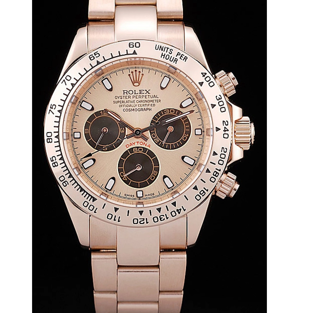 Aaa replica Plated Bezel Rose Daytona Gold Steel Rolex Dial Gold Rose Stainless 0223