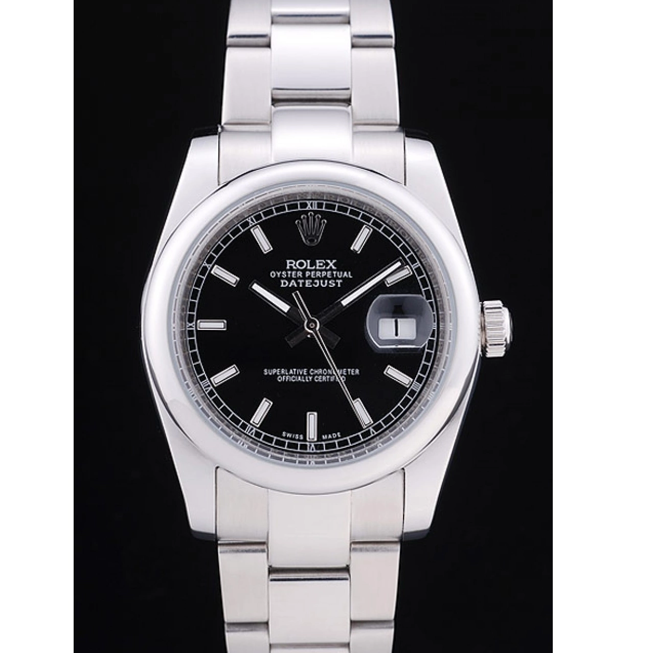 Aaa replica watch Rolex Dial Bezel Polished 7467 Datejust Black Silver 0226