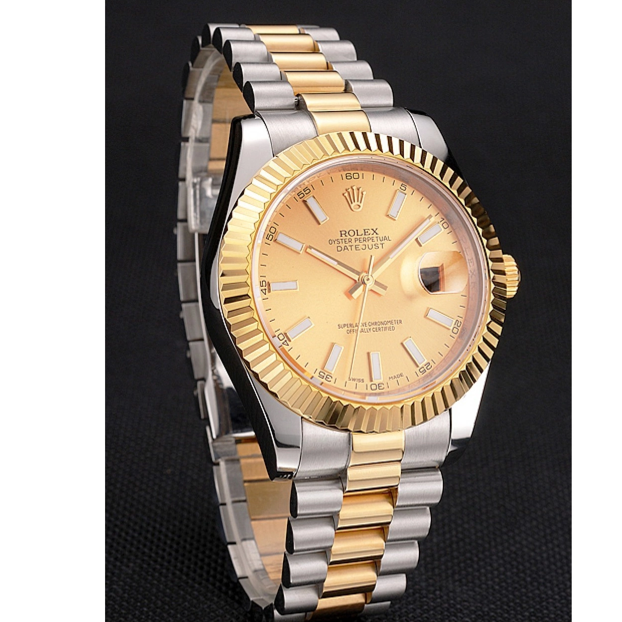 Aaa replica watch Steel Stainless Two Tone Swiss Gold Rolex Datejust Gold Bracelet Bezel Dial Case 0211