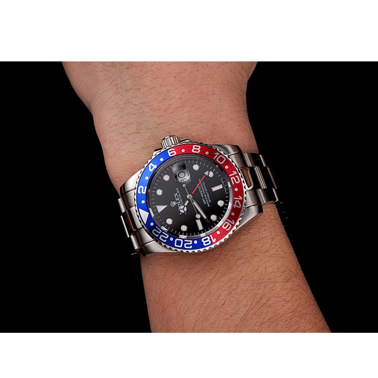 Aaa replica And Bracelet Case Pepsi Black Rolex Swiss 1453751 Steel Bezel Stainless GMT Master Dial II 0220