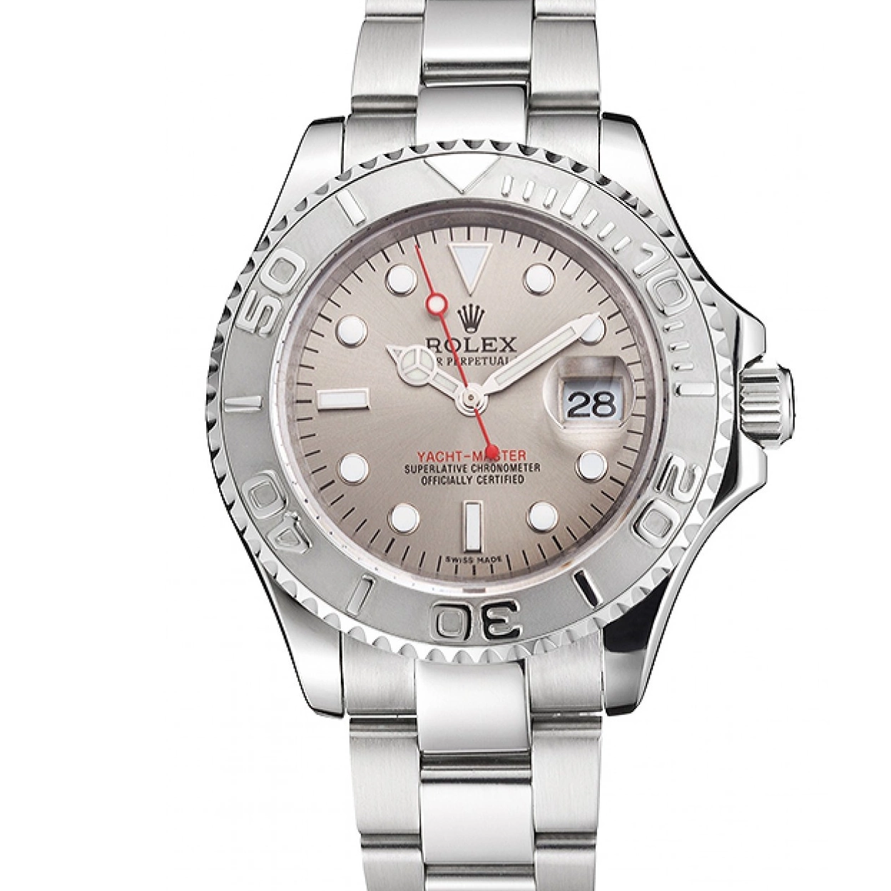 Aaa replica Gray Dial Yacht-Master Bracelet Stainless And Rolex Swiss Steel Case 0225