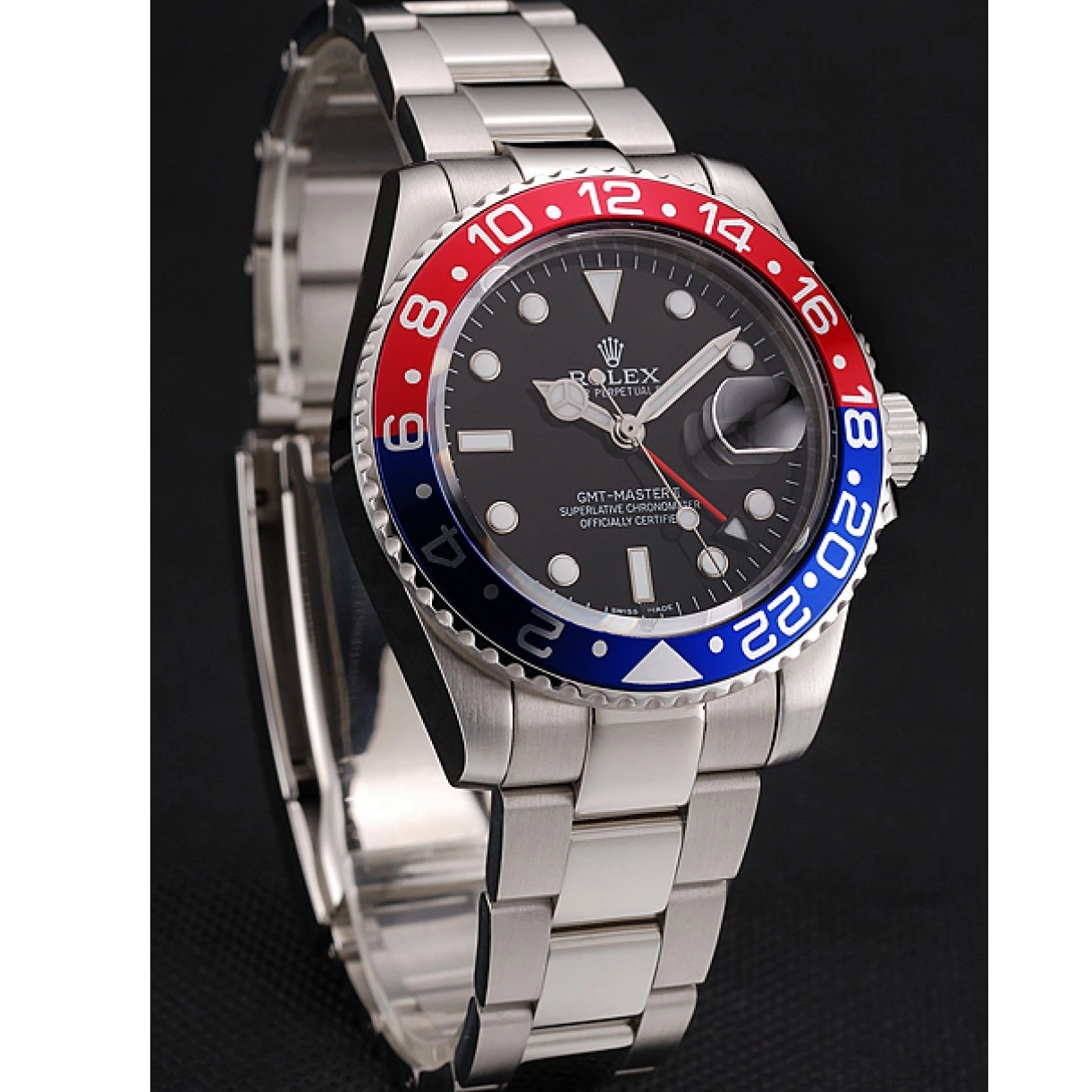 Aaa replica And Bracelet Case Pepsi Black Rolex Swiss 1453751 Steel Bezel Stainless GMT Master Dial II 0220