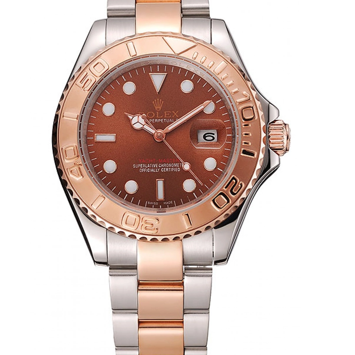 Aaa replica watch Yacht Stainless Master Gold Steel Dial Two Tone Rose 1453864 Bracelet Rolex 0209