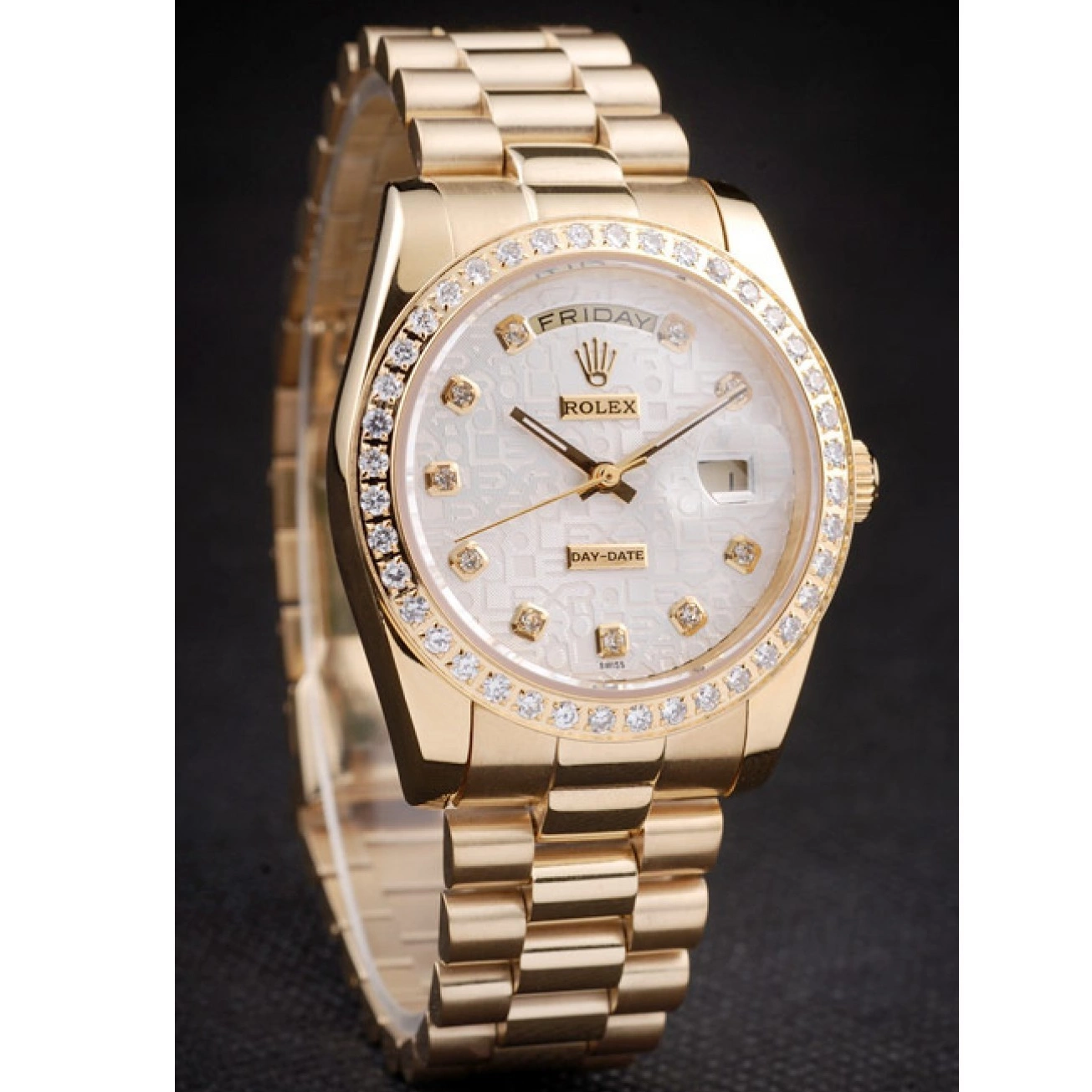 Aaa replica watch Rolex Yellow Steel Stainless 18k Day-Date Plated Dial White Gold 0214