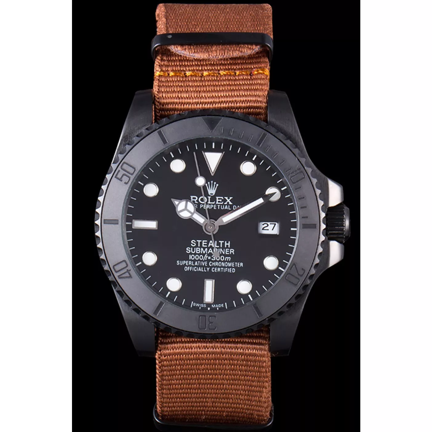 Aaa replica watch Rolex Submariner STEALTH MK IV Brown Fabric Band rl426 621388 0205