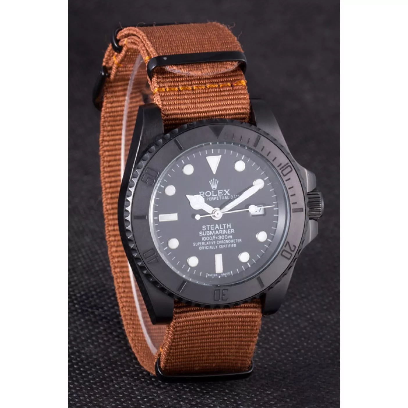 Aaa replica watch Rolex Submariner STEALTH MK IV Brown Fabric Band rl426 621388 0205