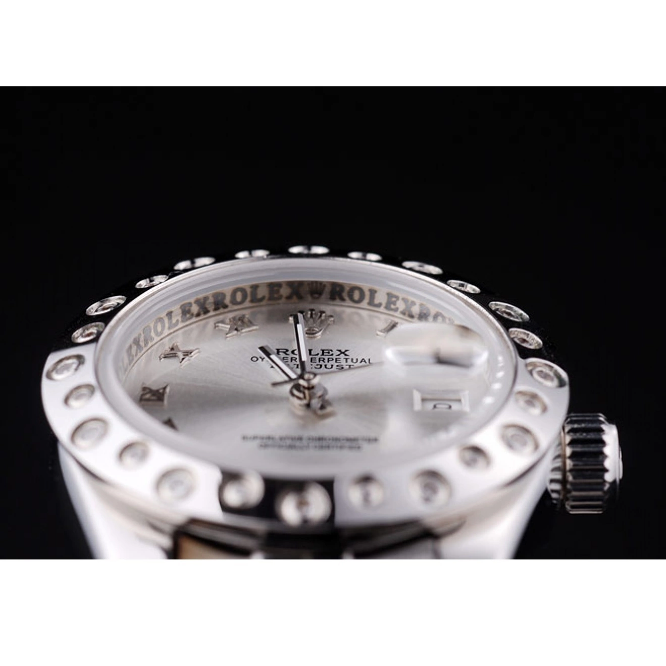 Aaa replica watch Datejust Polished 7474 Silver Silver Diamonds Dial Bezel Rolex 0220