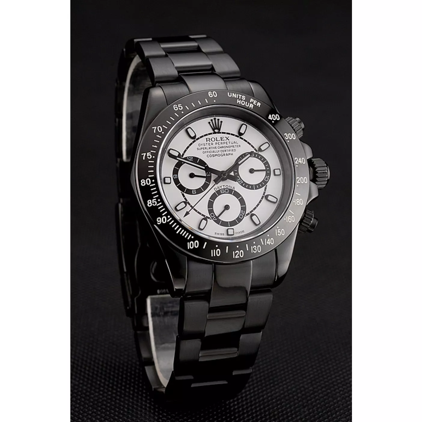 Aaa replica Rolex Daytona Midnight White Dial Black Staineless Steel Bracelet 1454021 0205