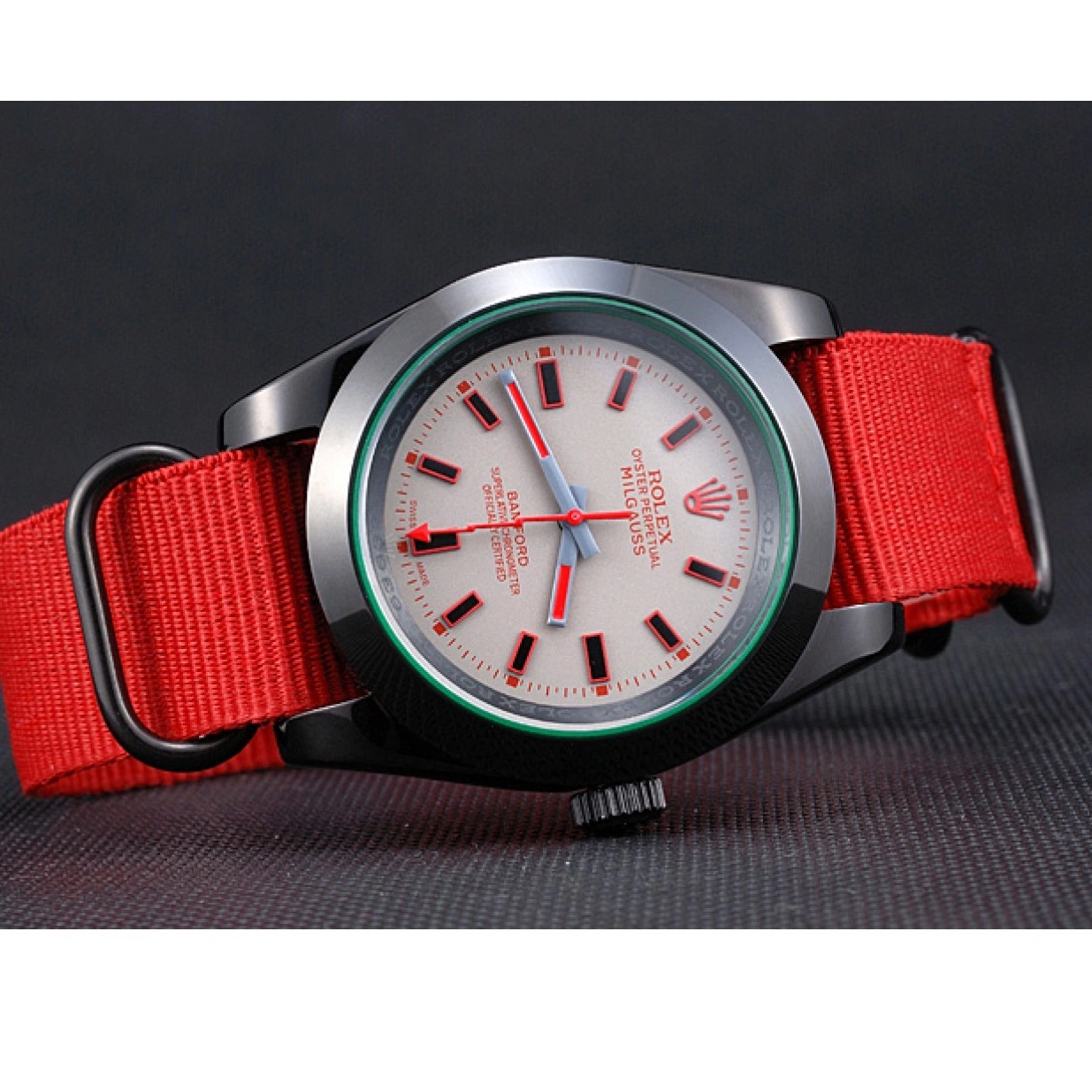 Aaa replica Rolex Nylon Strap Red Bamford 622002 Milgauss 0223