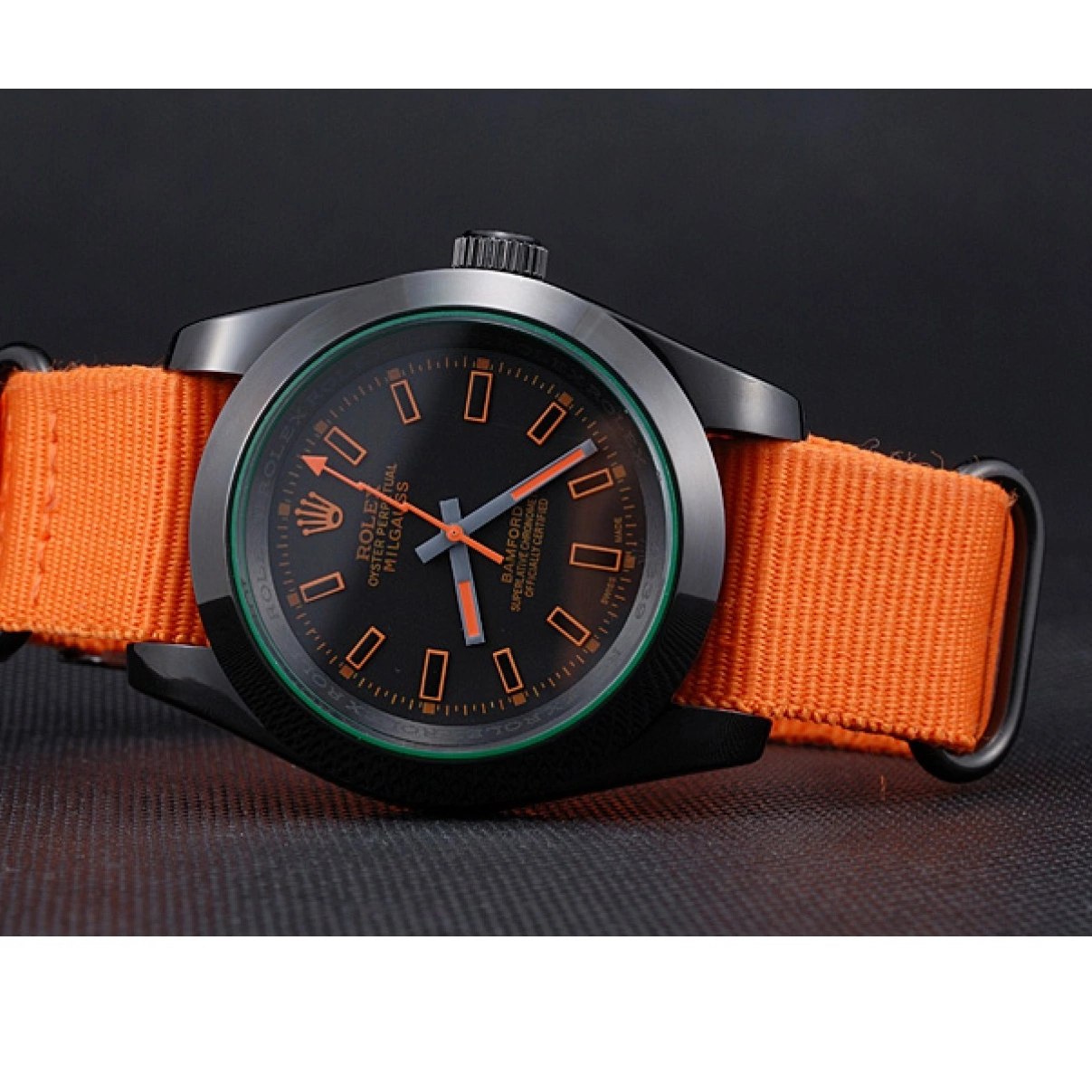 Aaa fake watches Nylon Bamford Strap Milgauss Rolex 622003 Orange 0209